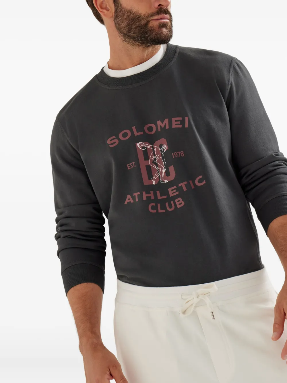 Brunello Cucinelli Solomei Athletic-Club sweater met print Grijs