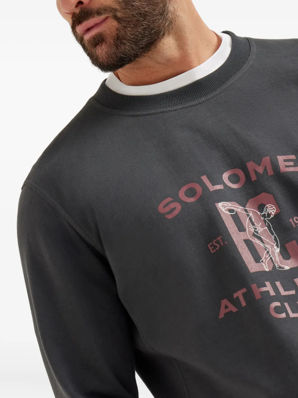 Brunello Cucinelli Solomei Athletic-Club sweater met print Grijs