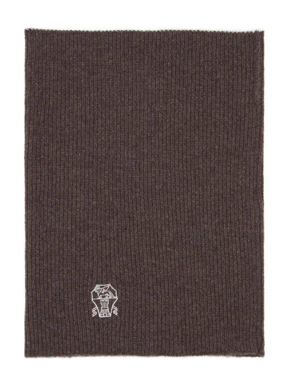 Brunello Cucinelli Geribbelde nekwarmer met geborduurd logo - Bruin
