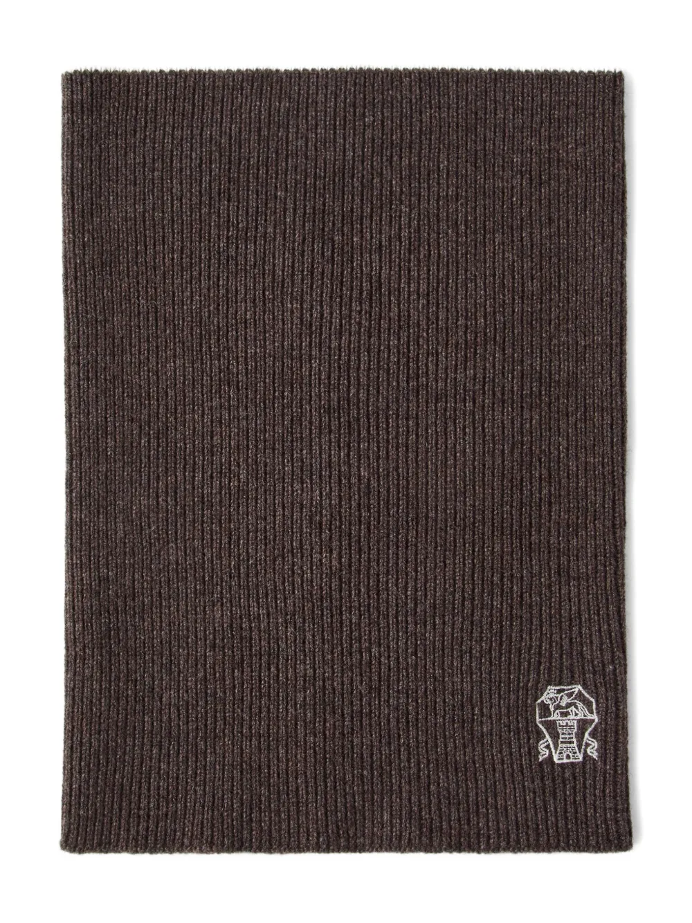 Brunello Cucinelli cache-cou côtelé à logo brodé | marron | Image 1