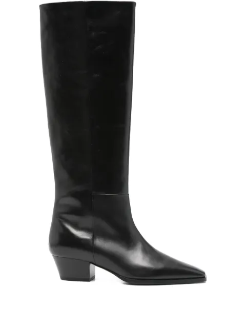 Aeyde 50mm Medea leather pointed-toe knee-high boots