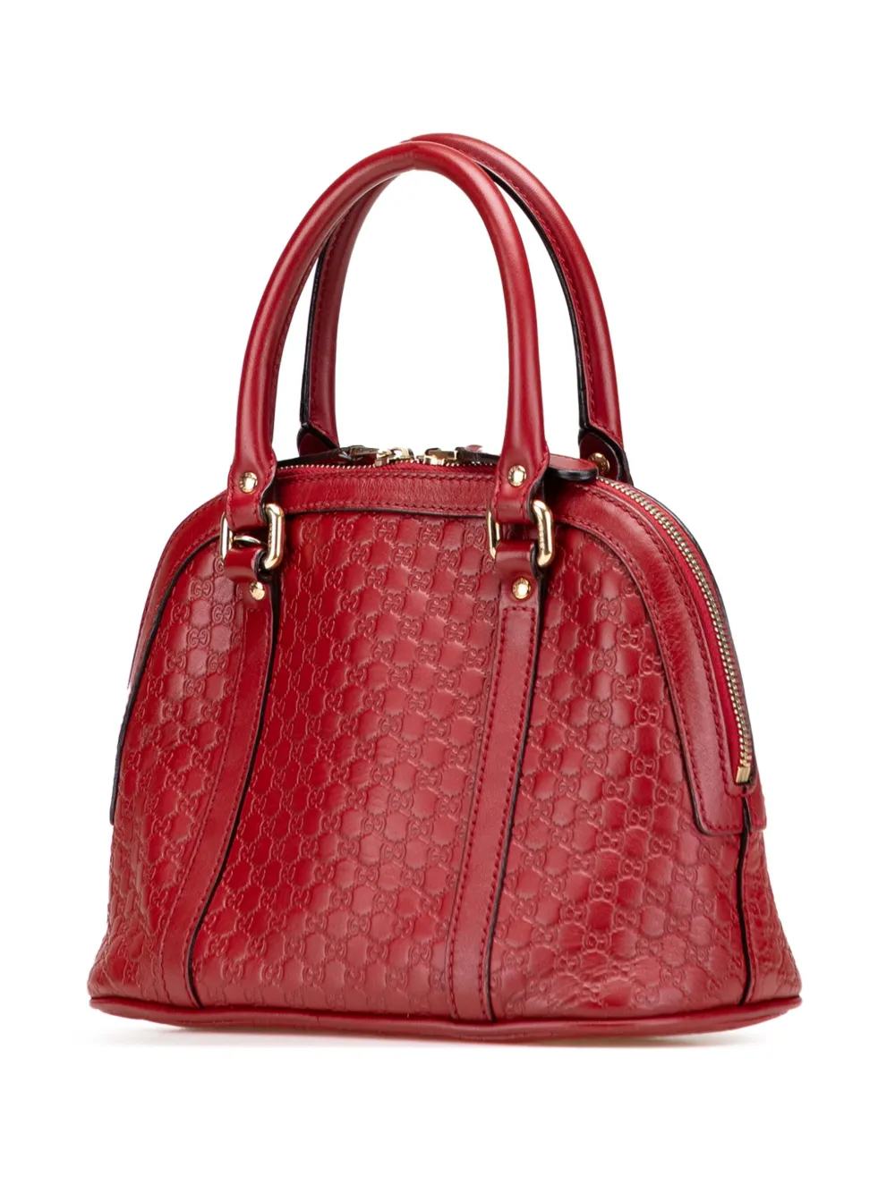 Pre-owned Gucci 2016-2025 Mini Microssima Dome Satchel In Red