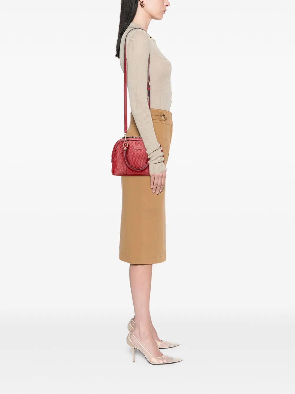 Pre-owned Gucci 2016-2025 Mini Microssima Dome Satchel In Red