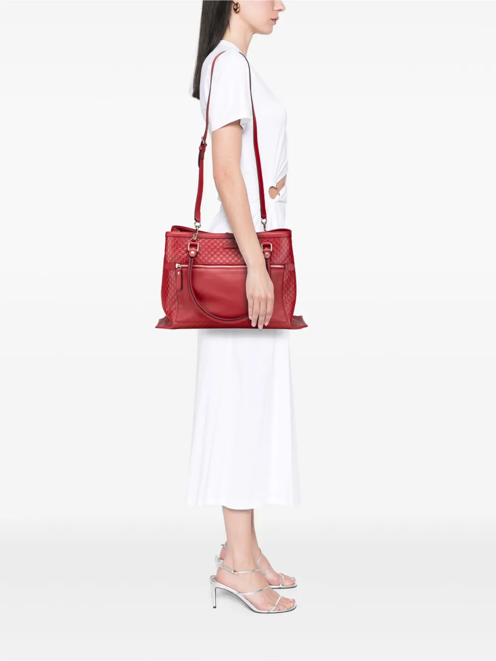 Pre-owned Gucci 2000-2015 Large Microssima Satchel In Red