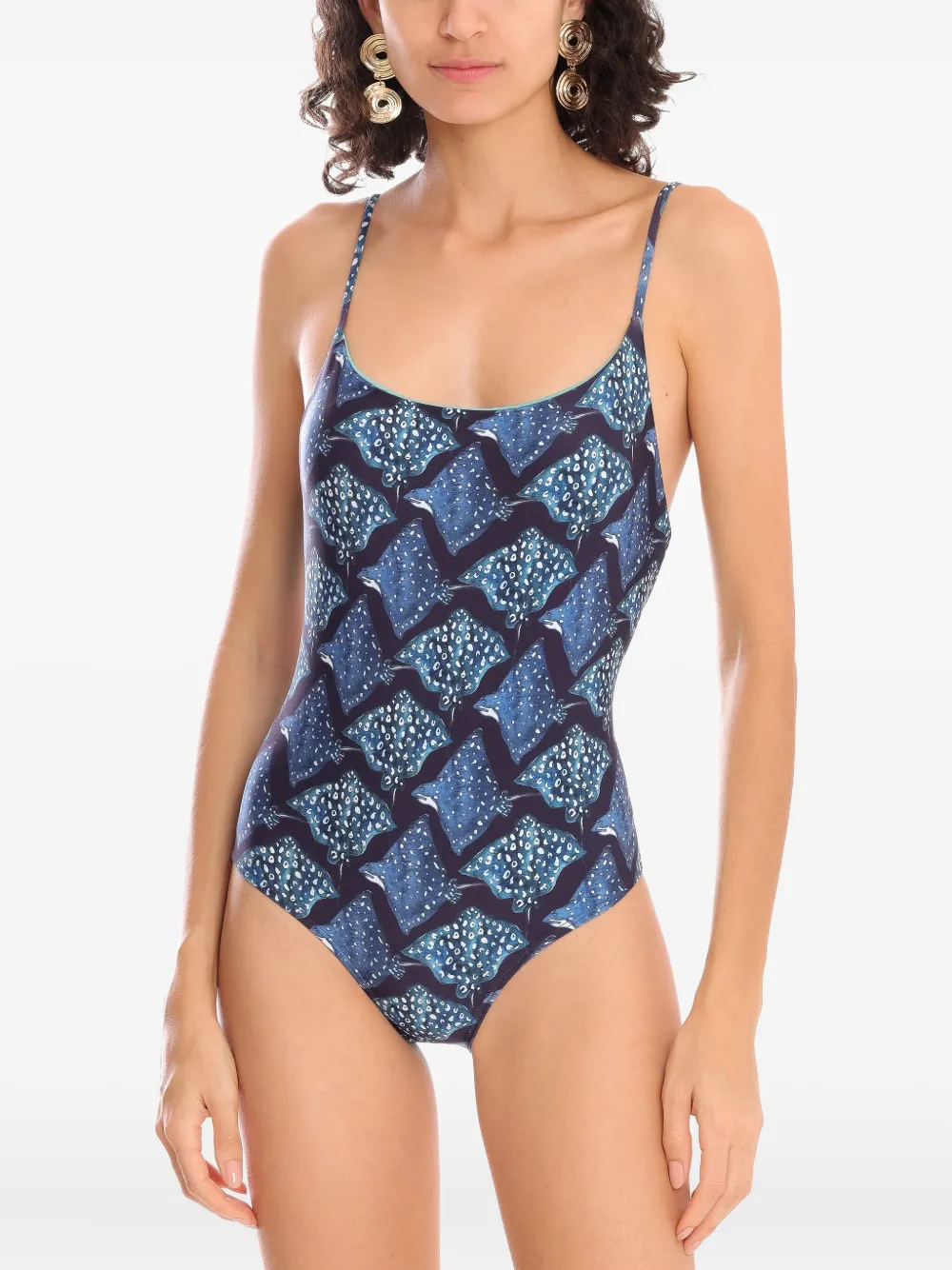Lygia & Nanny Badpak met print Blauw