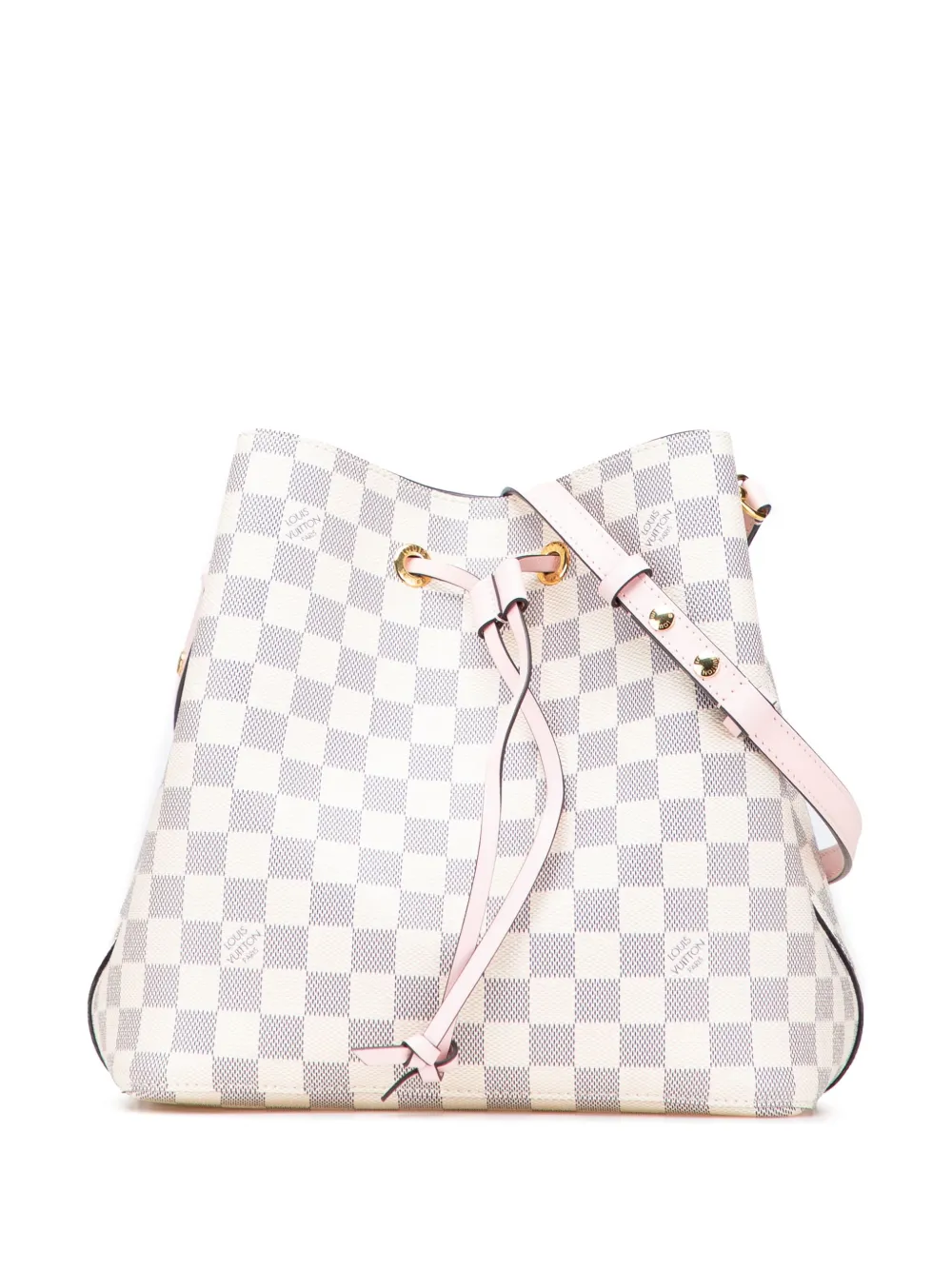 Pre-owned Louis Vuitton 2019 Damier Azur Neonoe Mm Bucket Bag In Pink