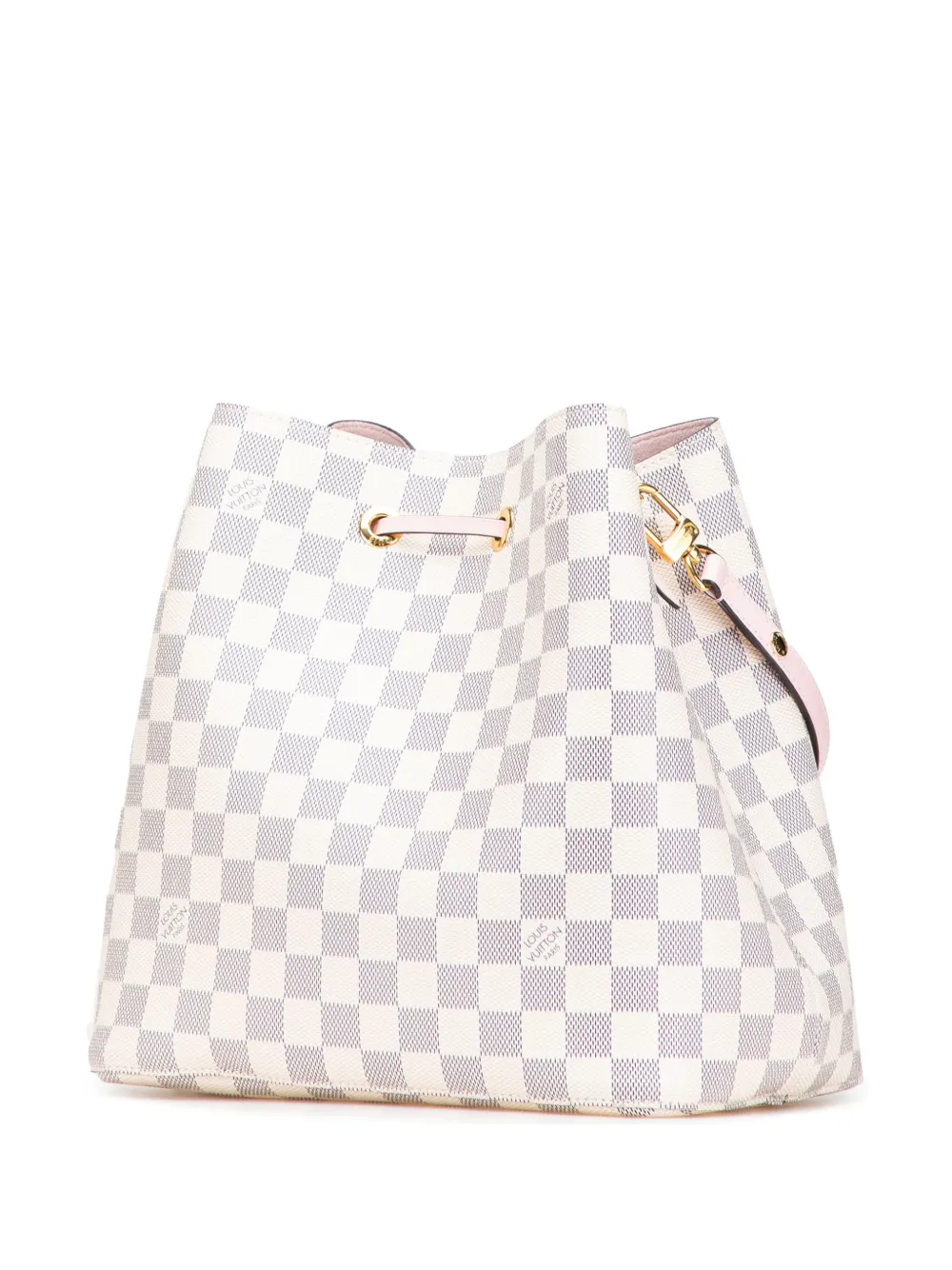Pre-owned Louis Vuitton 2019 Damier Azur Neonoe Mm Bucket Bag In Pink