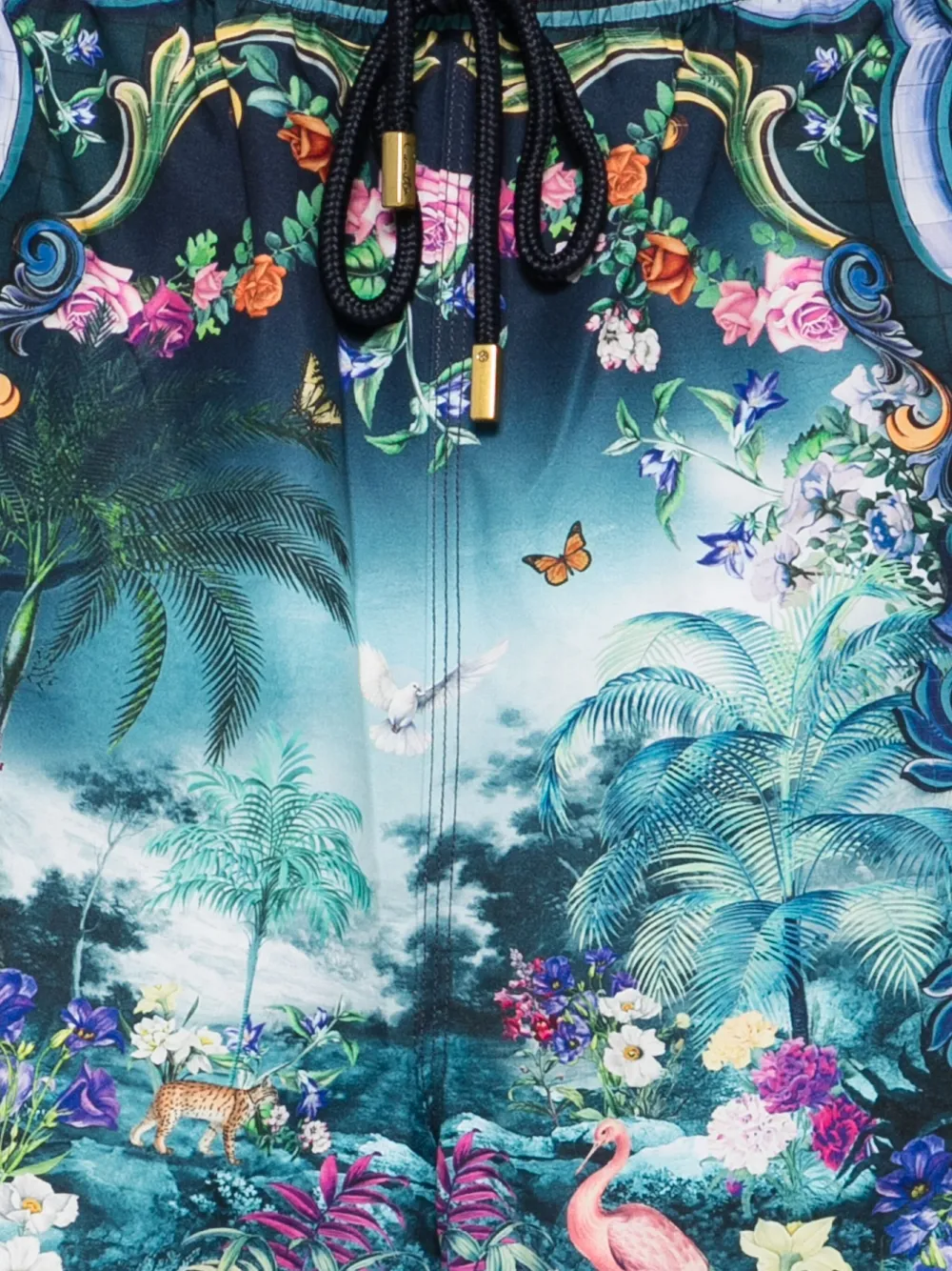 Camilla Zwembroek met barokprint Zwart