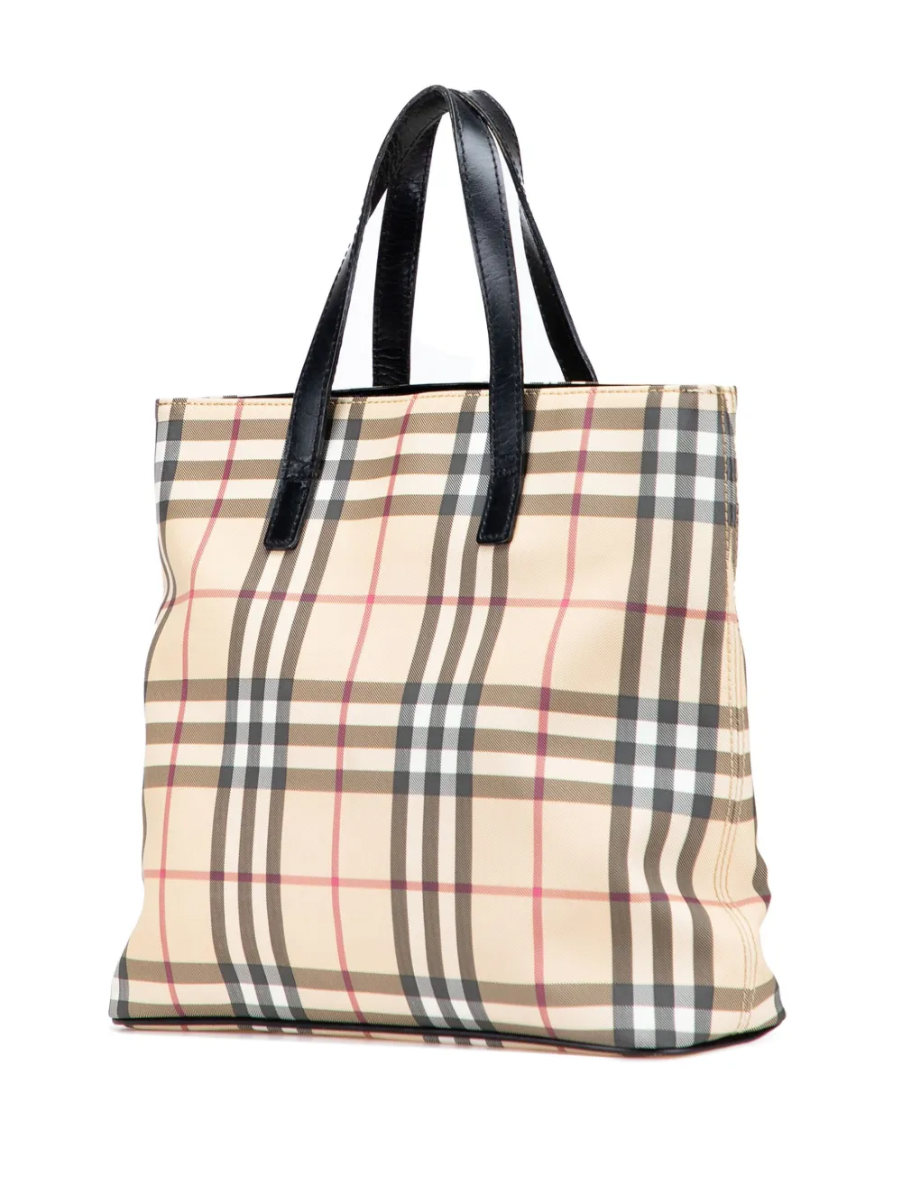 Pre-owned Burberry 2000-2017 House Check Coated Canvas Tote Bag In Brown