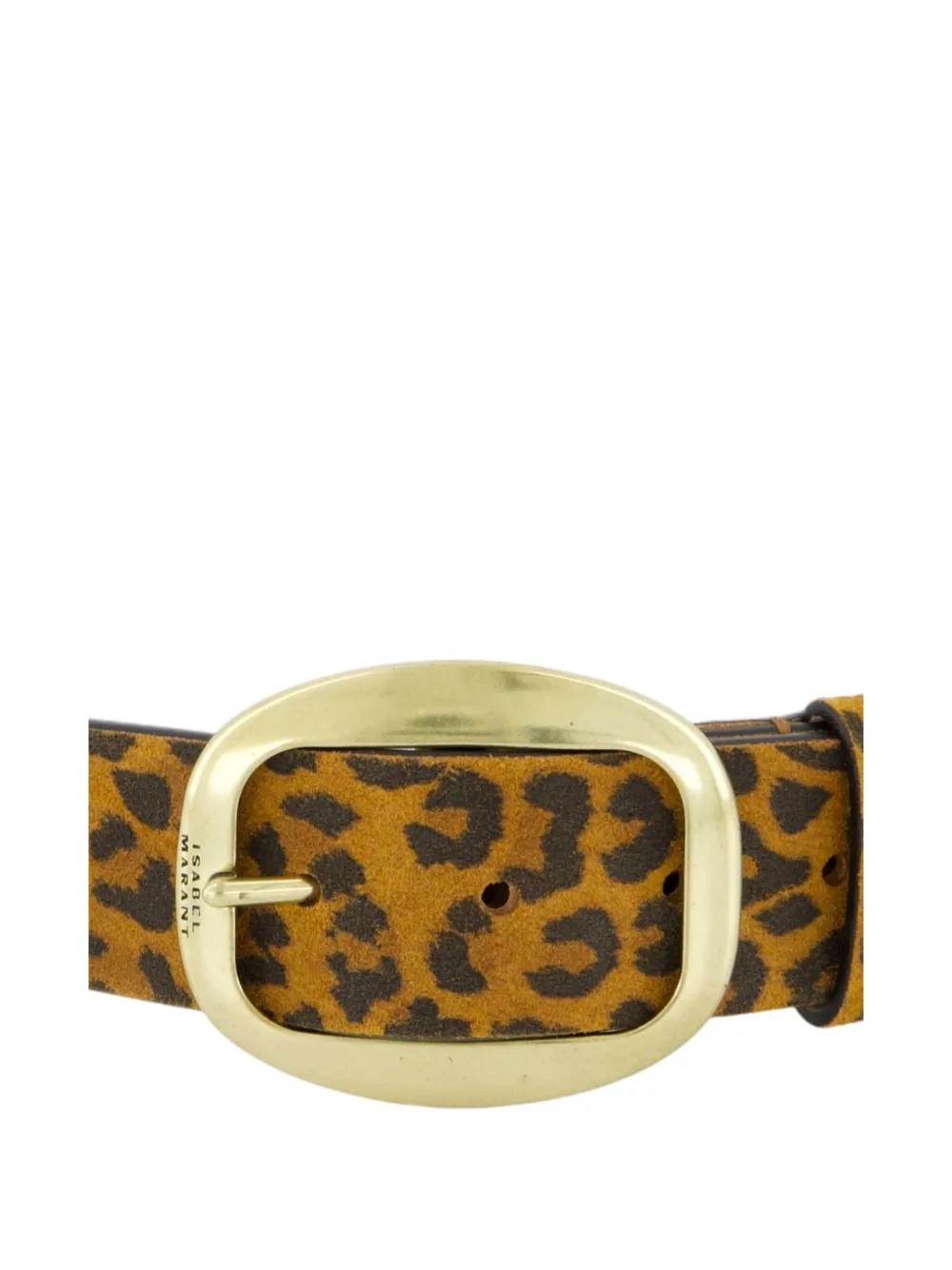 Isabel Marant Leopard Print Calf Leather Belt In Brown