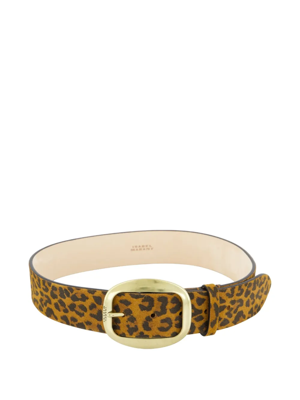 Isabel Marant Leopard Print Calf Leather Belt In Brown