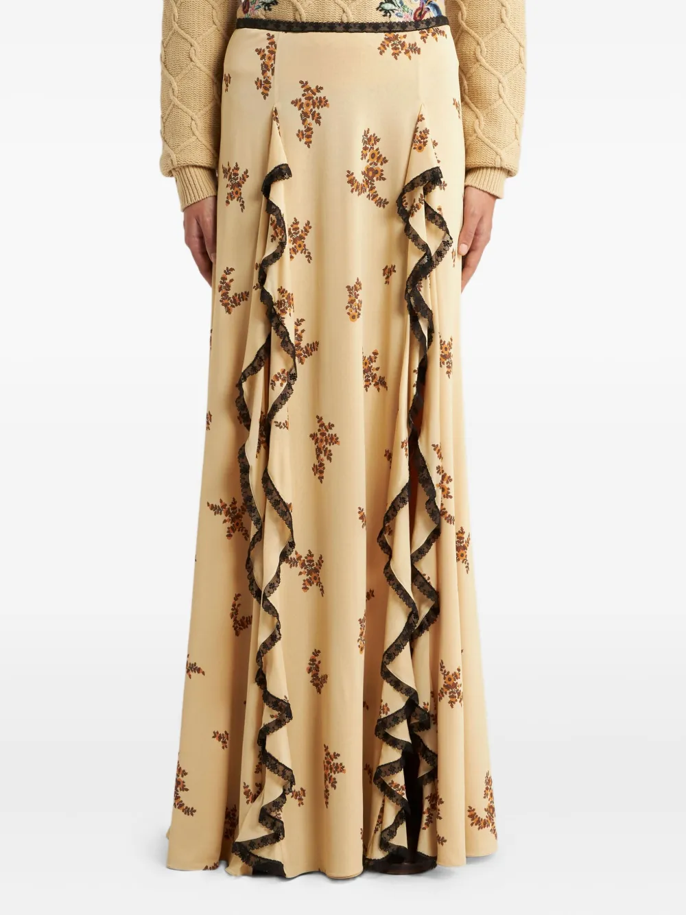 ETRO Maxi-rok met bloemenprint Beige