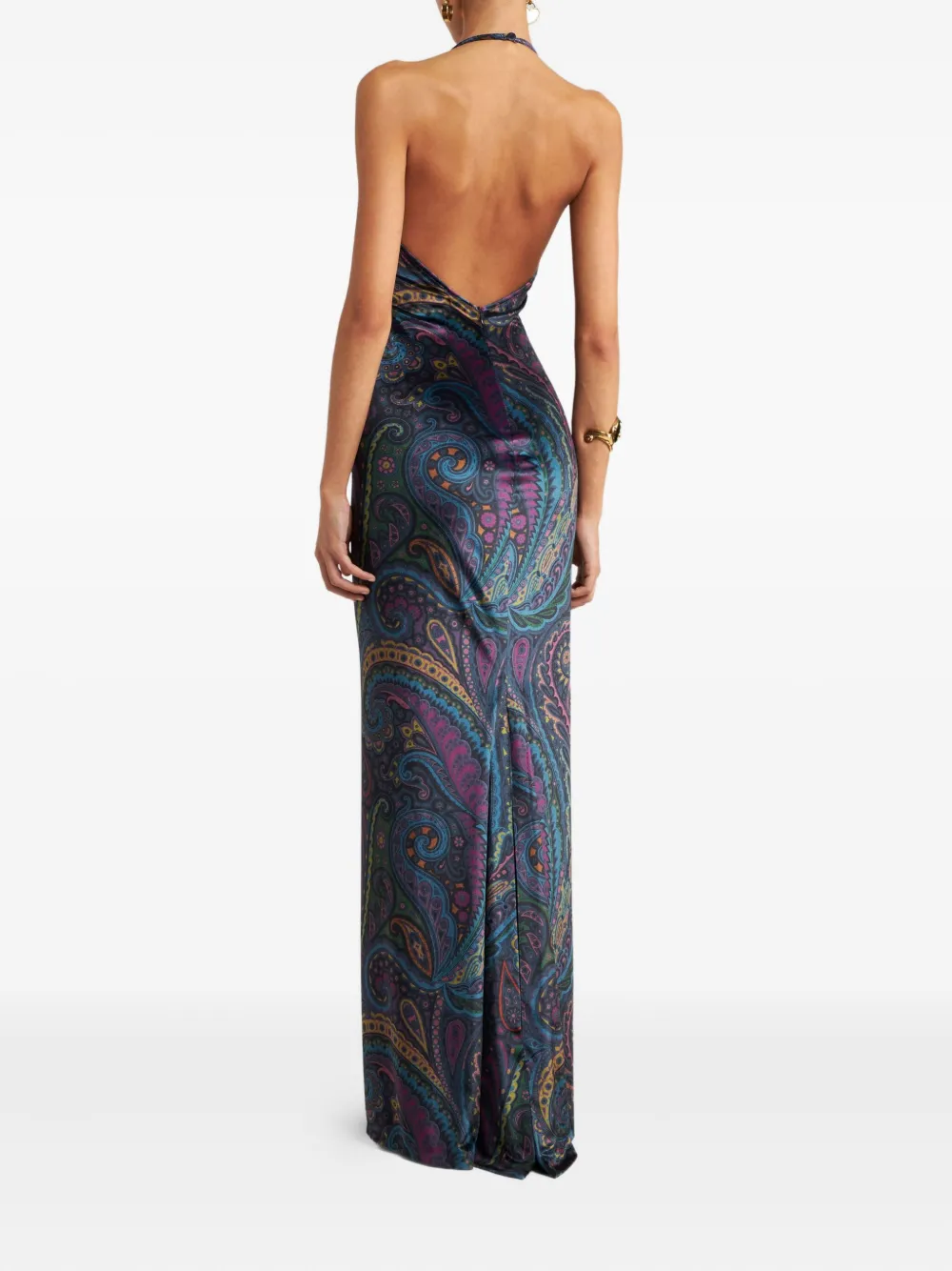 ETRO Maxi-jurk met paisley-print en halternek Blauw