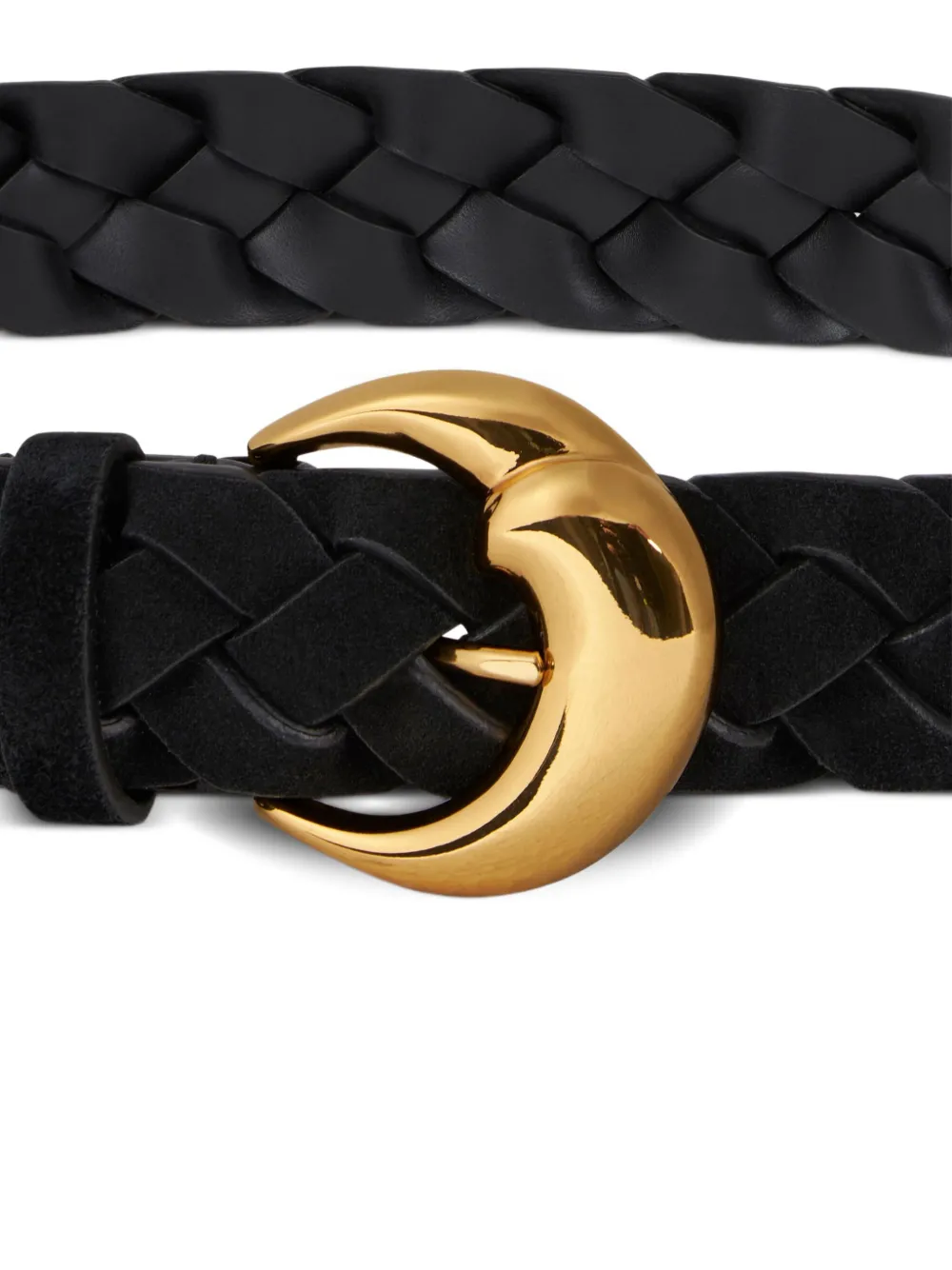 ETRO braided-leather crescent-buckle belt - Zwart