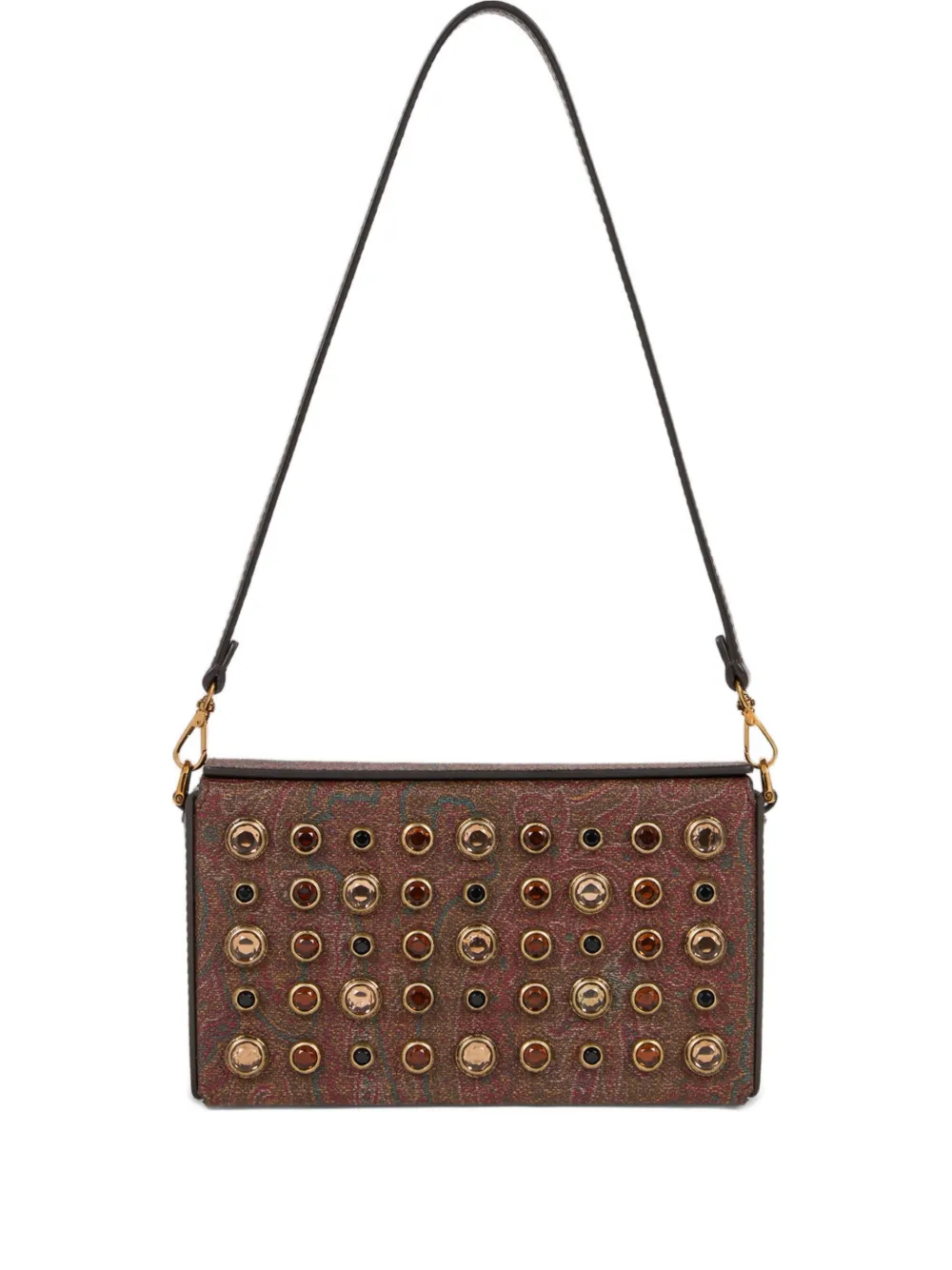 ETRO Mini-tas met paisley-print en studs Bruin