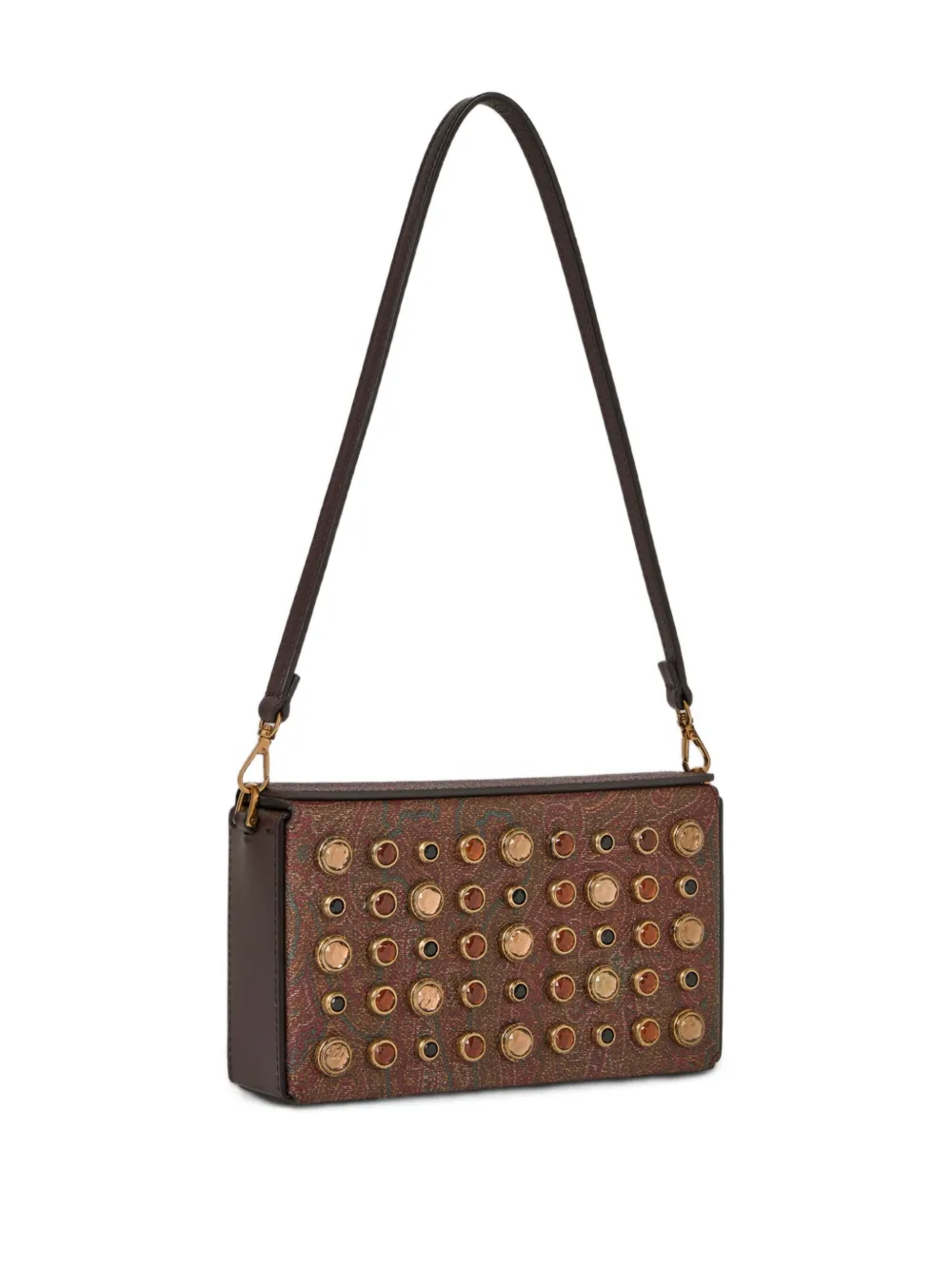 ETRO Mini-tas met paisley-print en studs Bruin