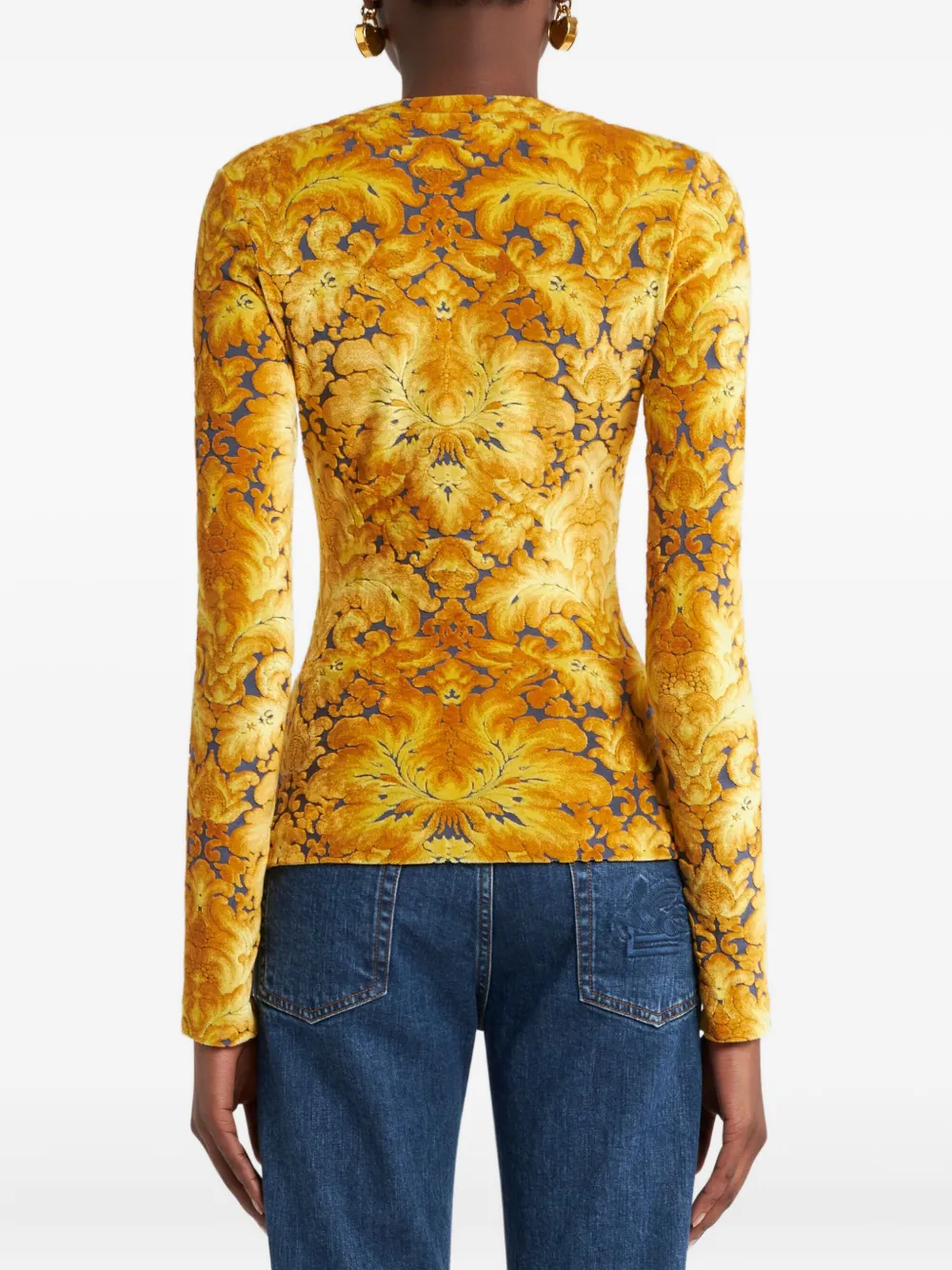 ETRO Chenille T-shirt met jacquard Geel