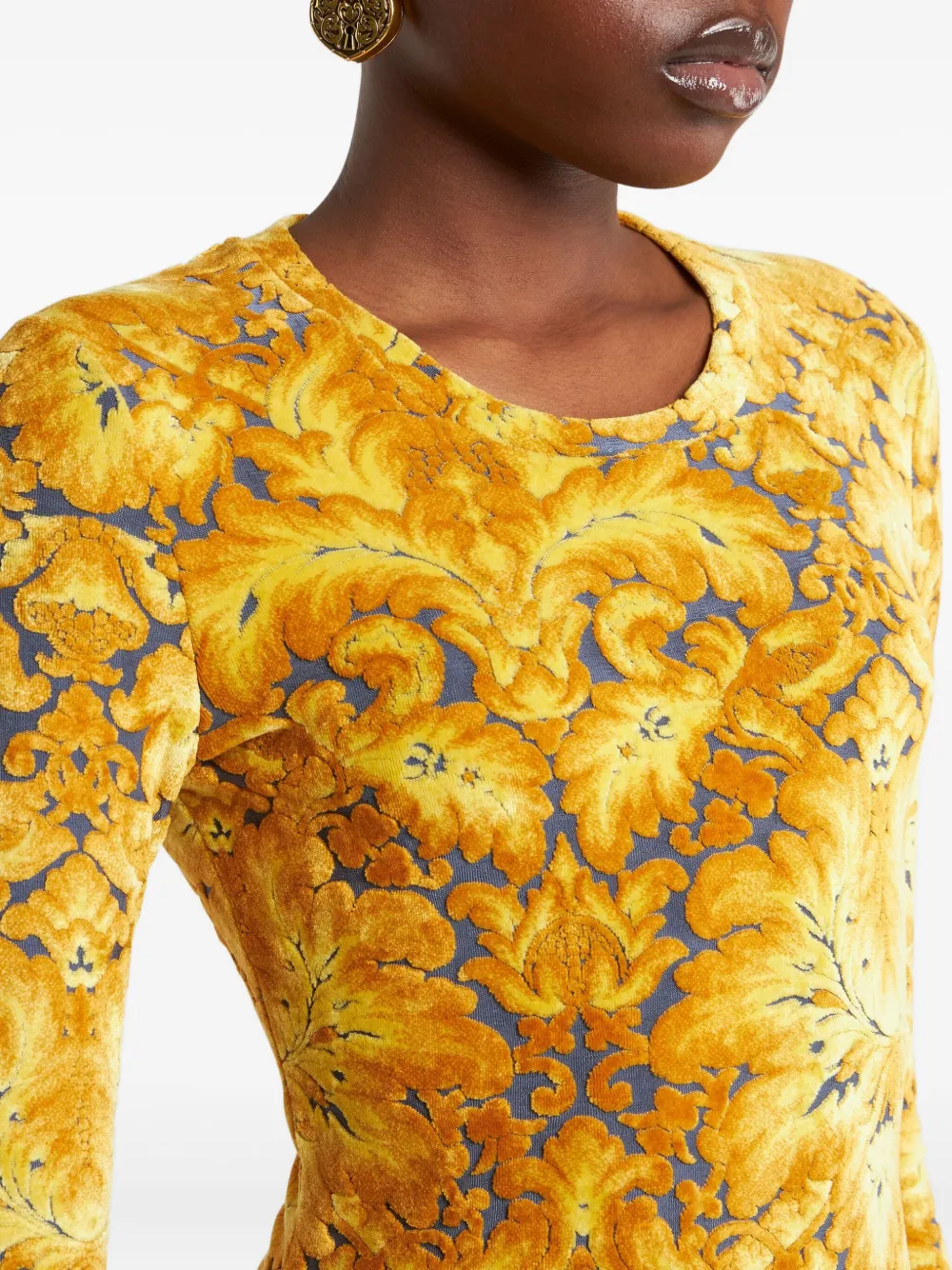 ETRO Chenille T-shirt met jacquard Geel