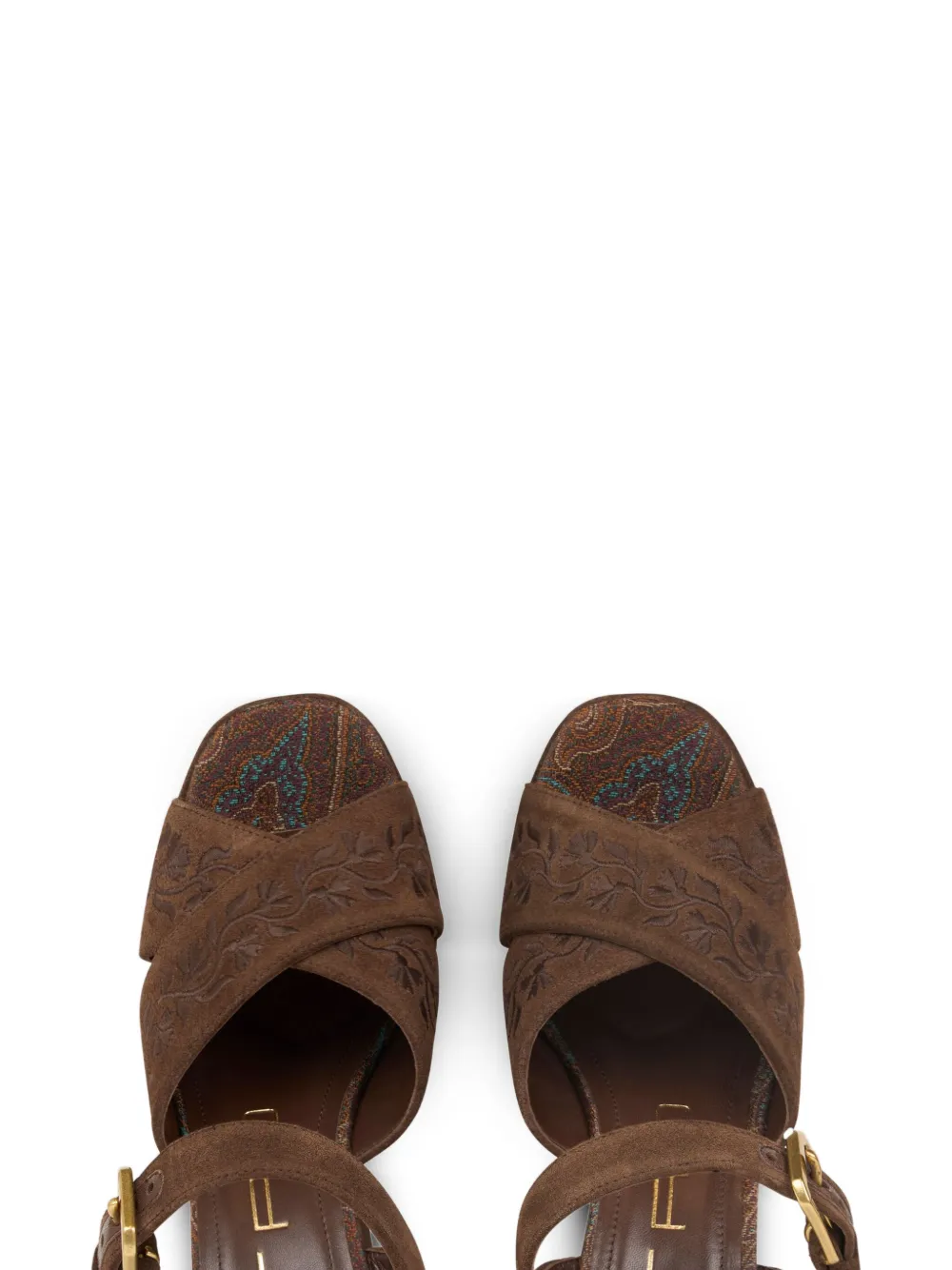 ETRO 115mm suede sandals Brown