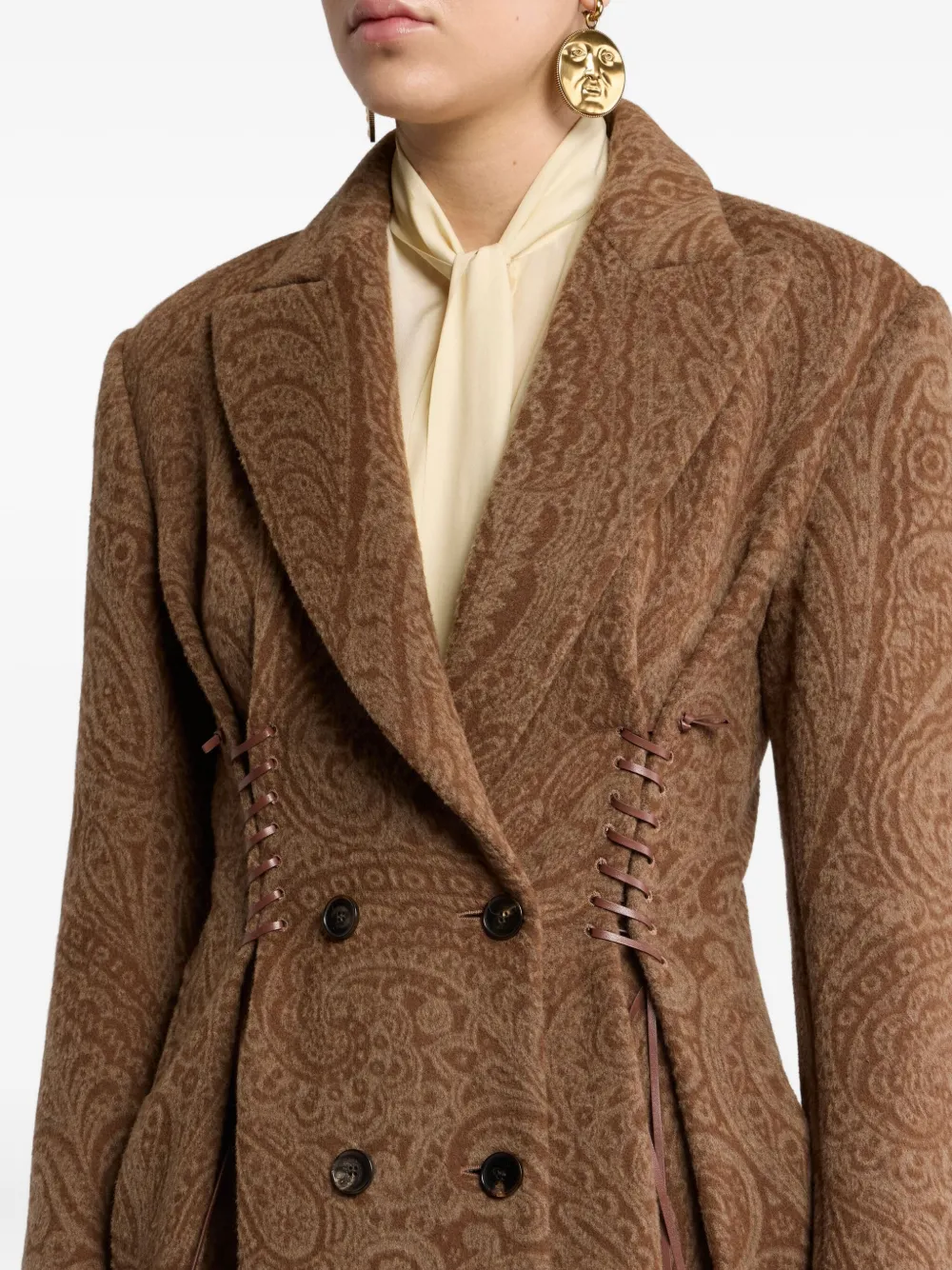 ETRO Wollen jas met paisley-print Bruin