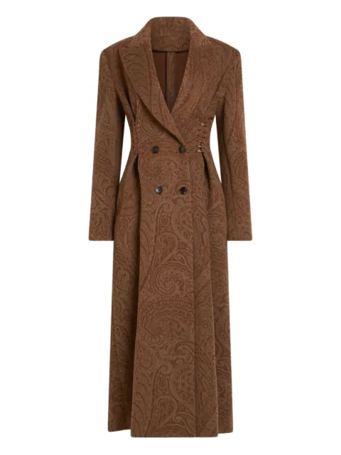 ETRO paisley lace-up wool coat