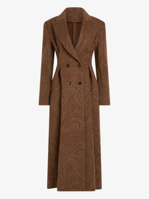 ETRO معطف صوف برباط ونقش بيزلي