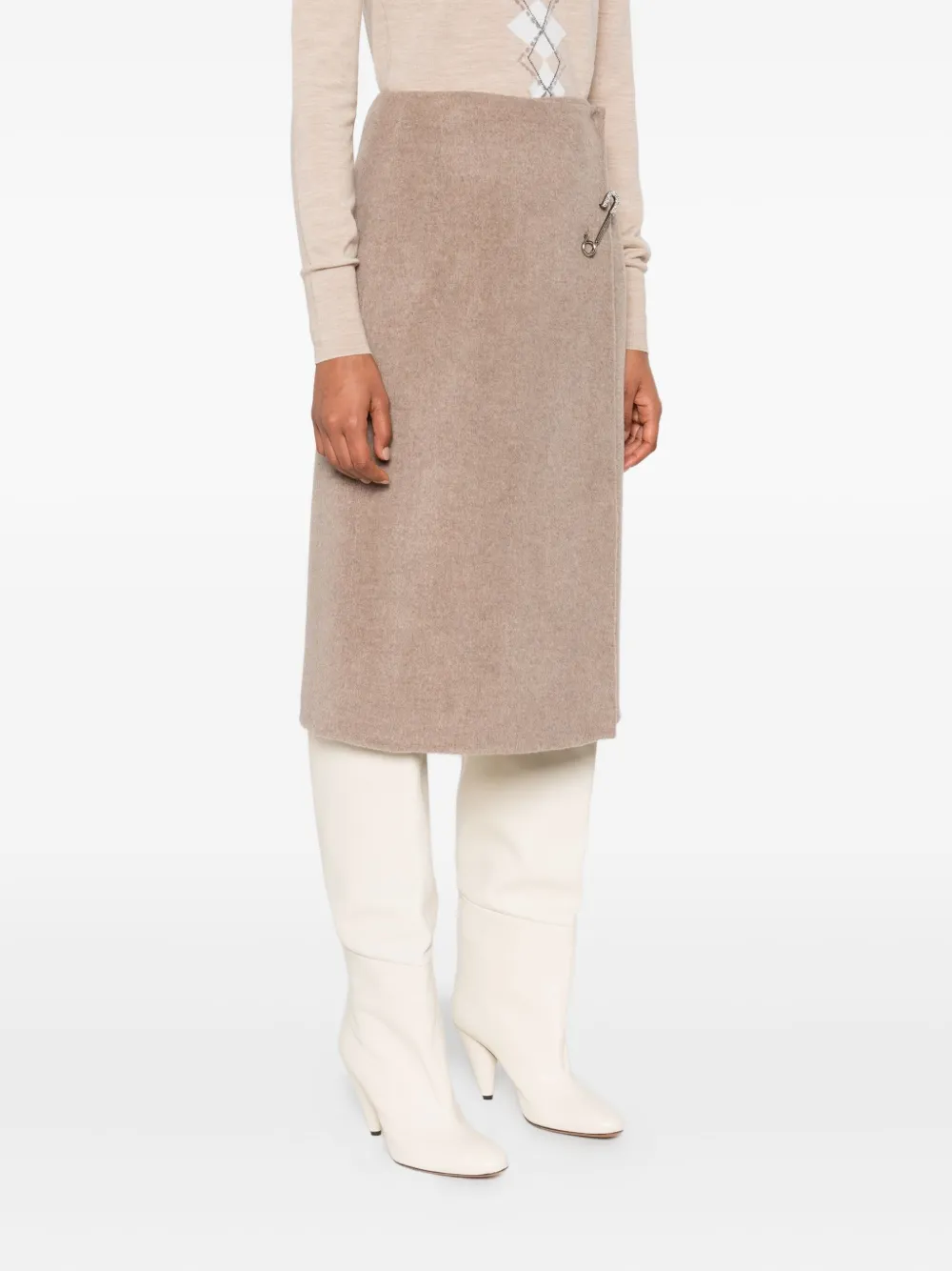 Ermanno Scervino Wikkelrok met veiligheidsspeld Beige
