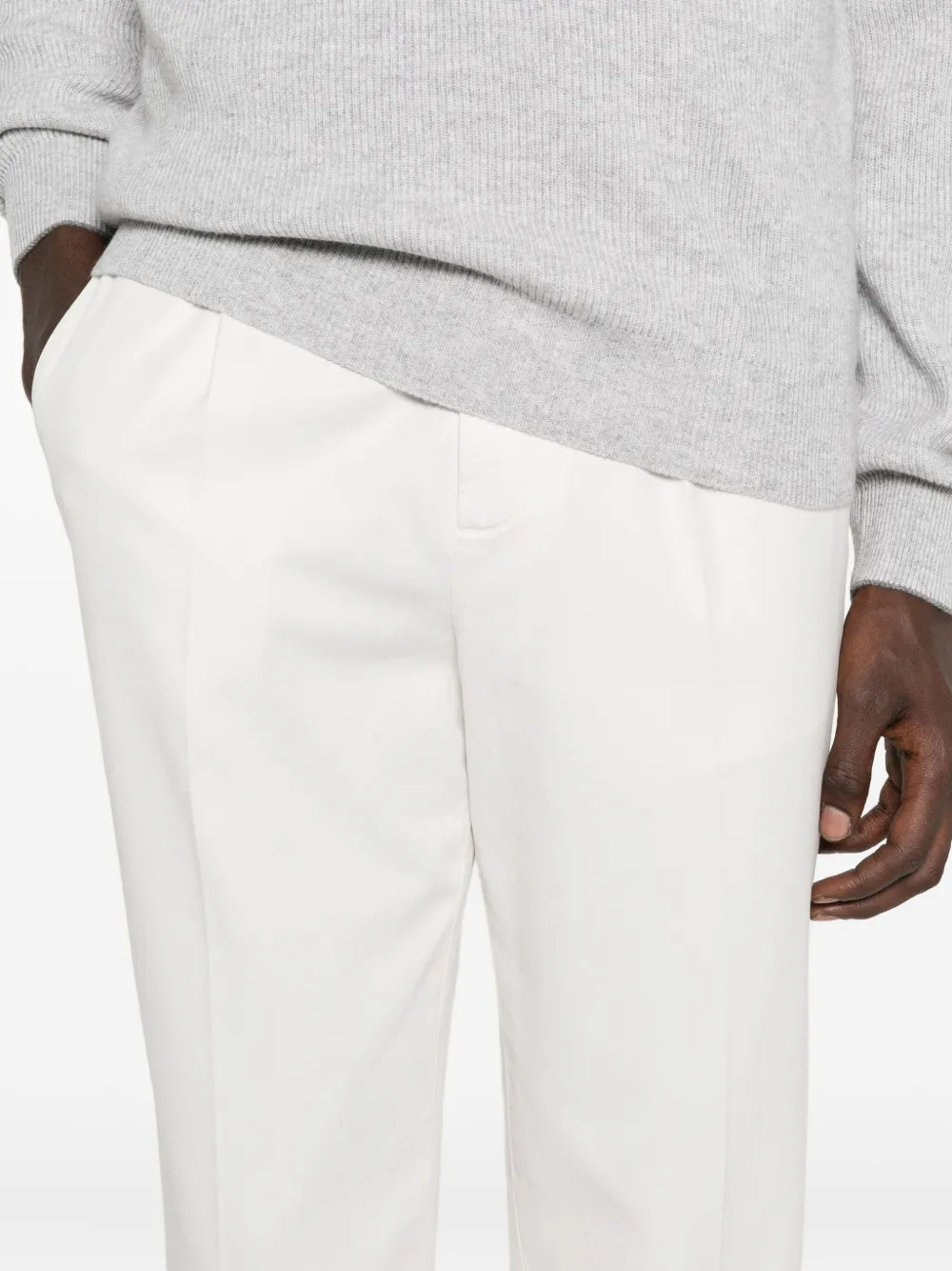 Brunello Cucinelli pleated cotton trousers Beige