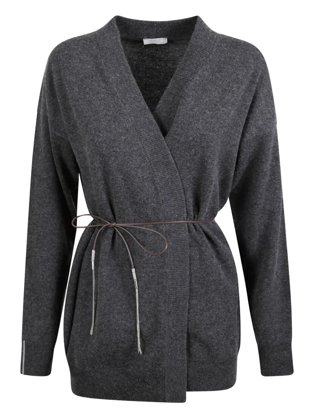 Peserico Strappy Knitted Cardigan In Gray