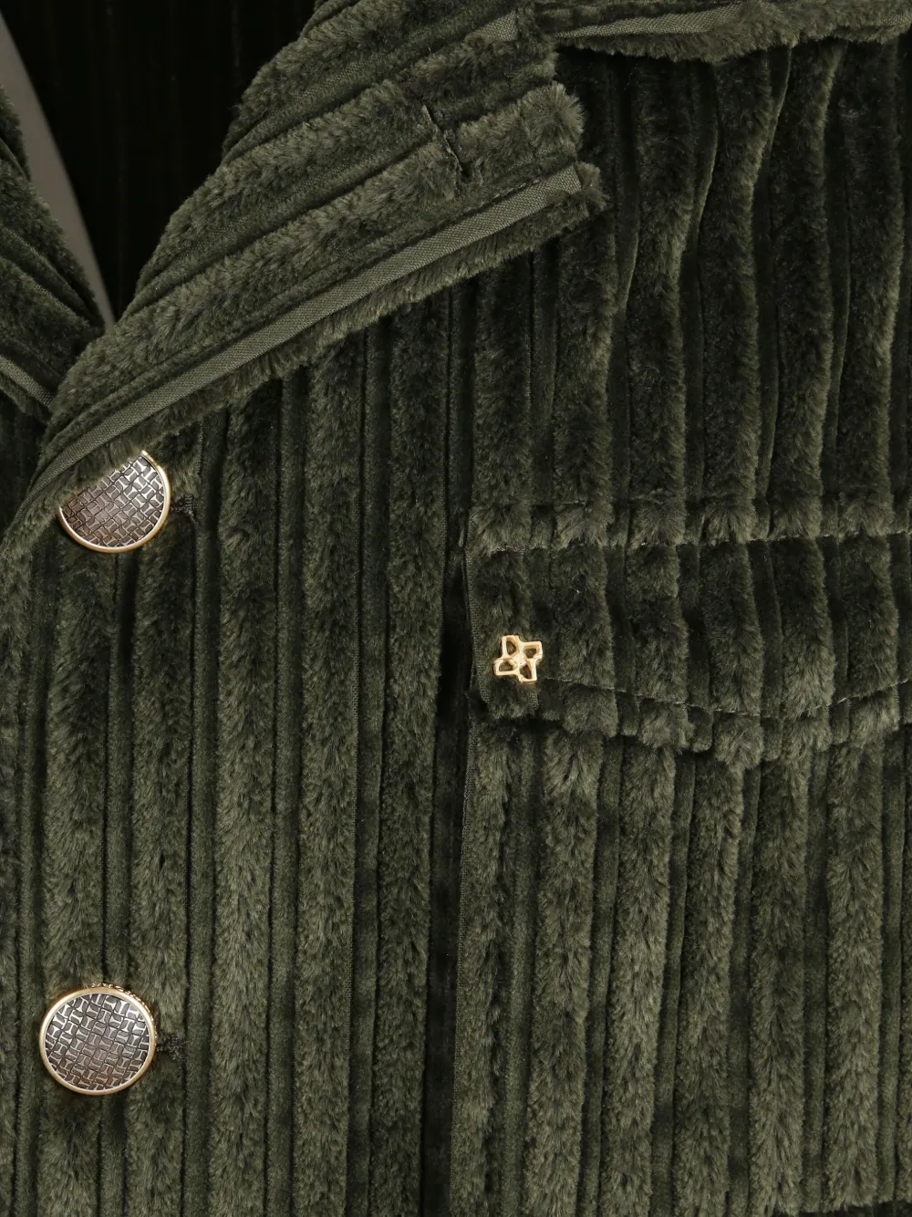 Tagliatore Ribfluwelen jack met knopen Groen