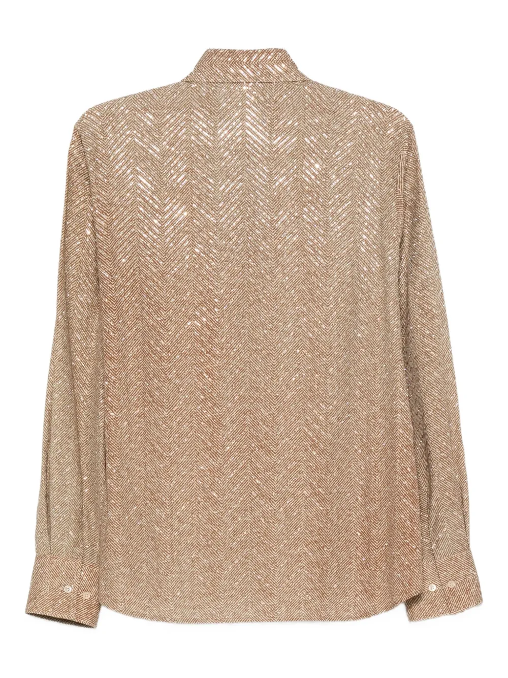 Ermanno Scervino Herringbone-pattern Long-sleeve Shirt In Neutral