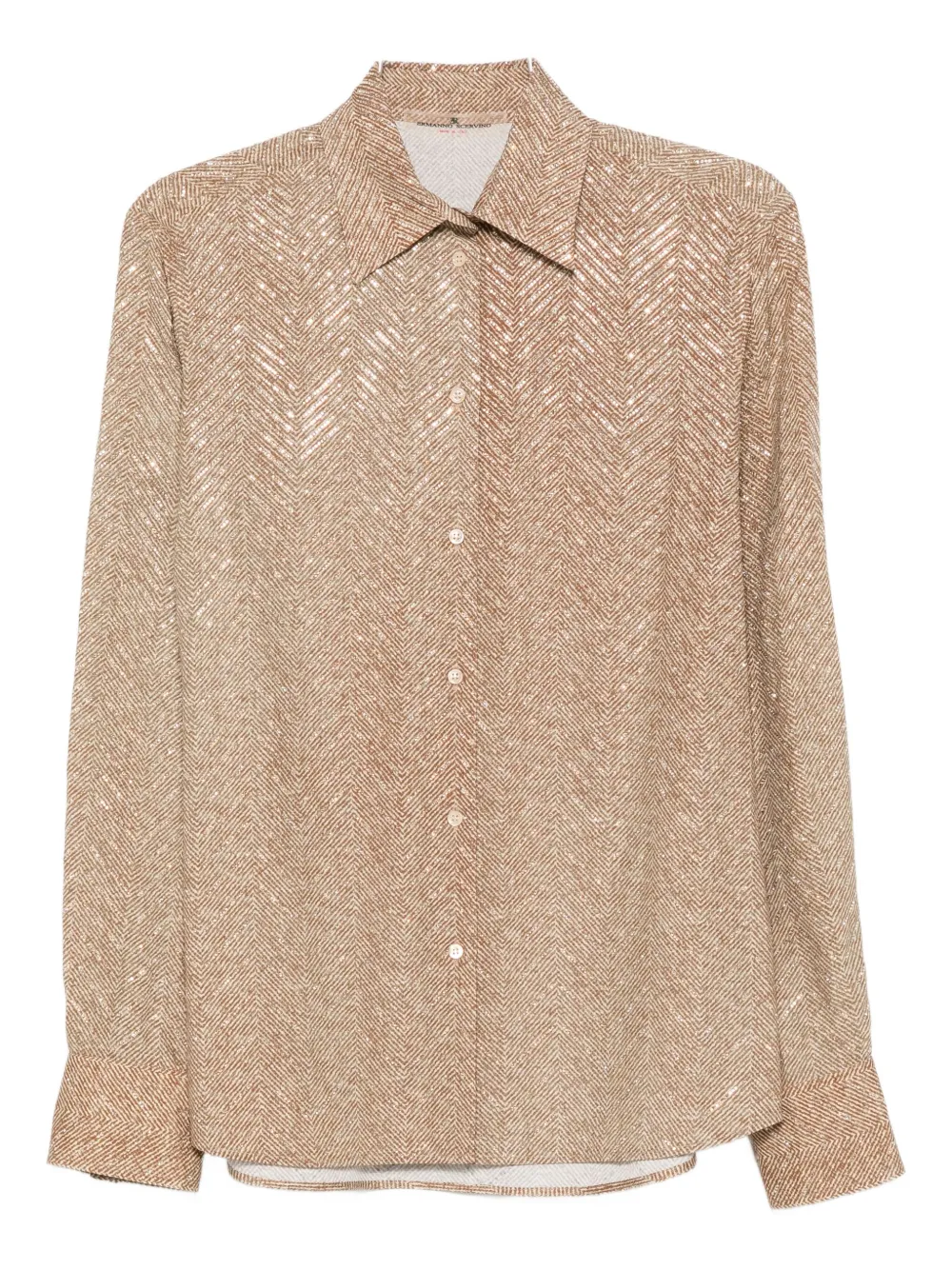 Ermanno Scervino Herringbone-pattern Long-sleeve Shirt In Neutral