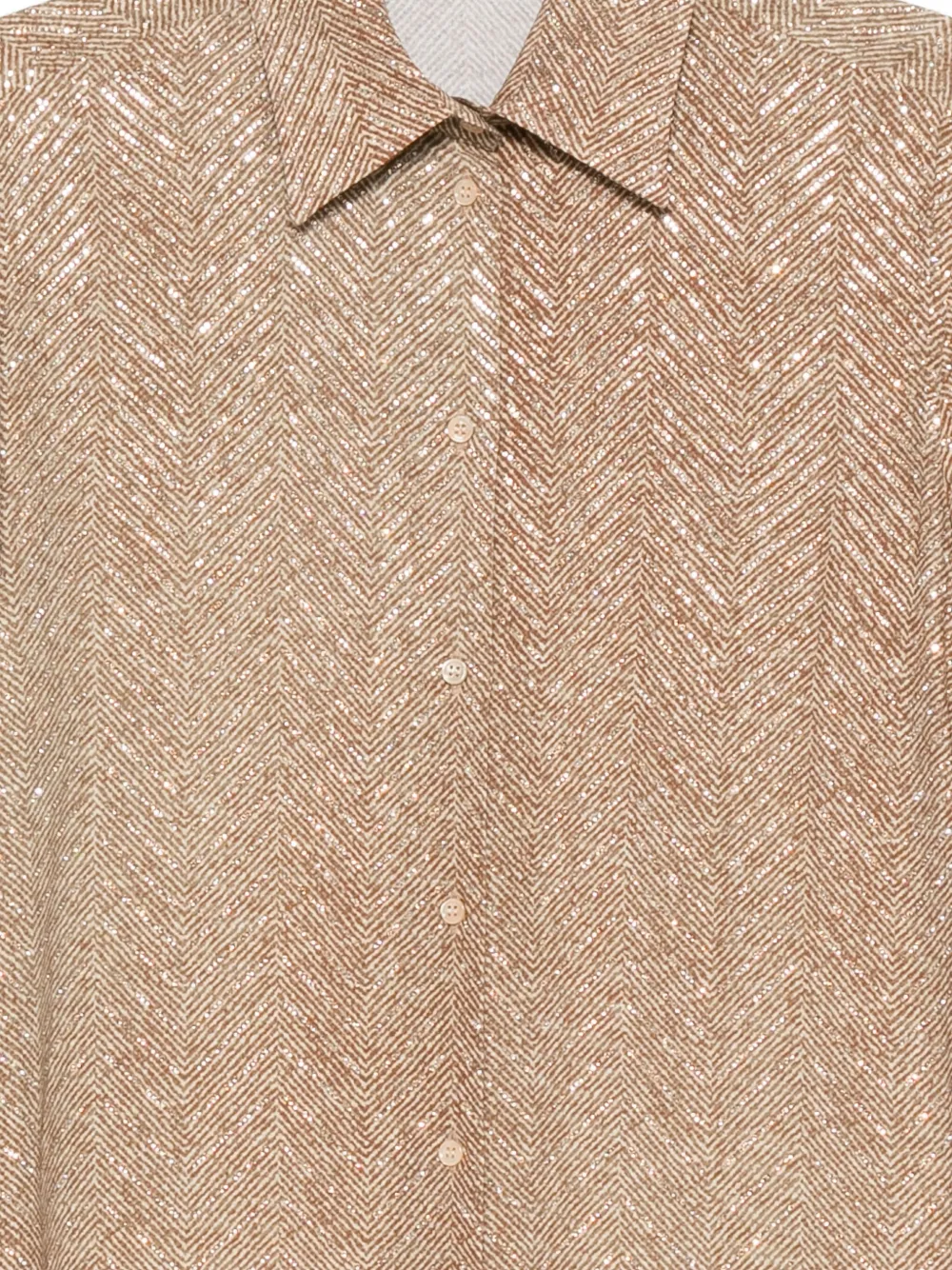 Ermanno Scervino Herringbone-pattern Long-sleeve Shirt In Neutral