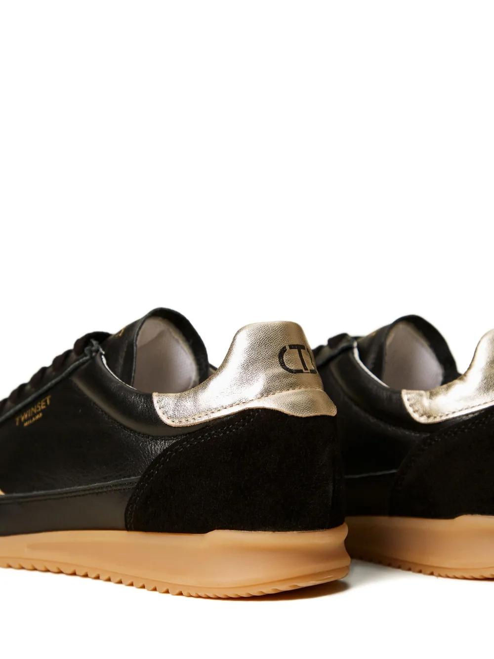 Twinset Laminated-details Running Sneakers In Black