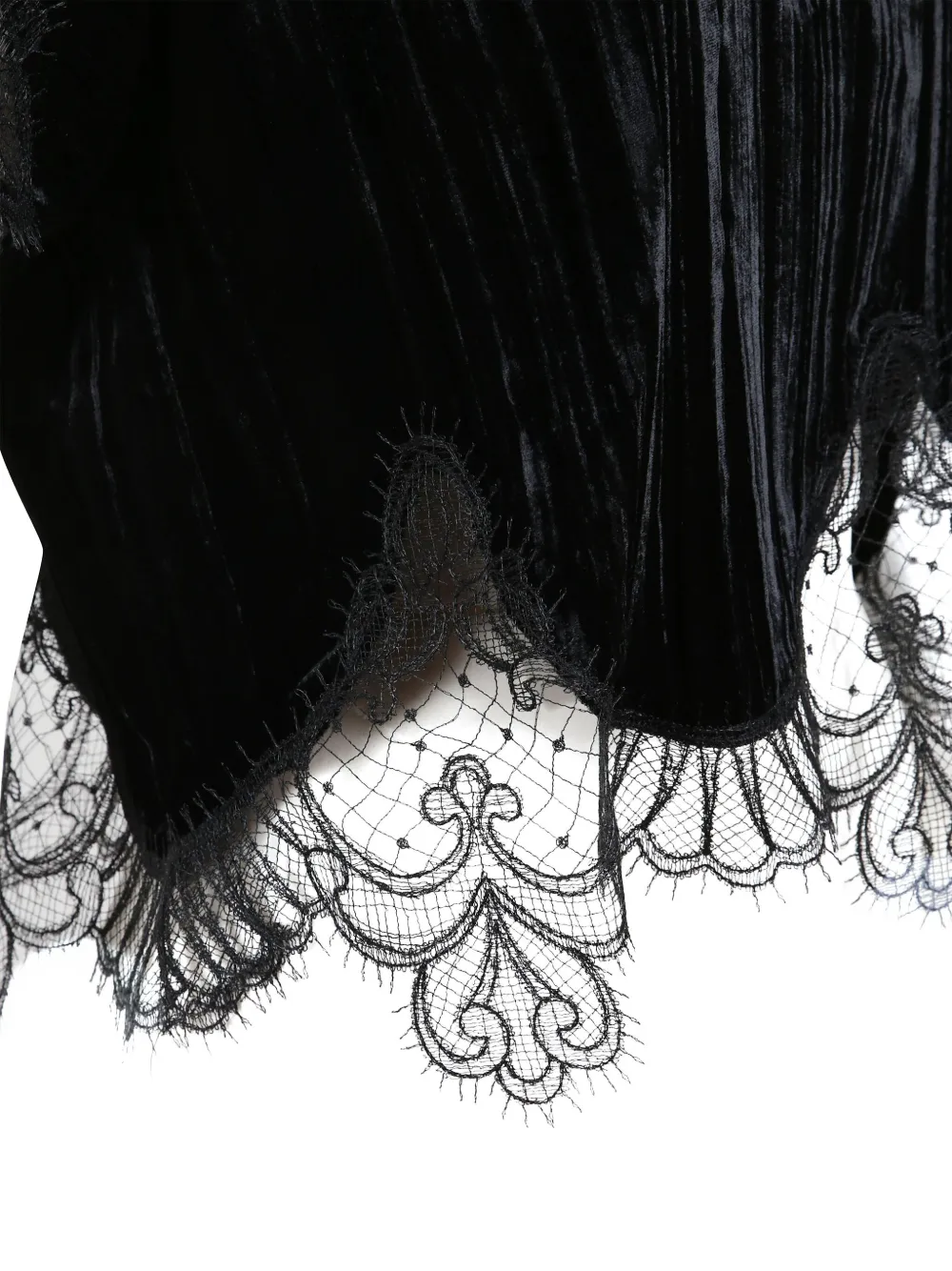 Costarellos Zaira Lace-detail Velvet Top In Black