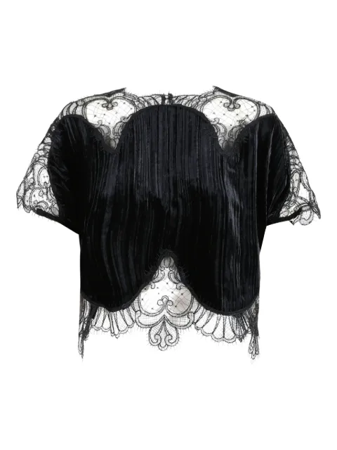 Costarellos Zaira lace-detail velvet top