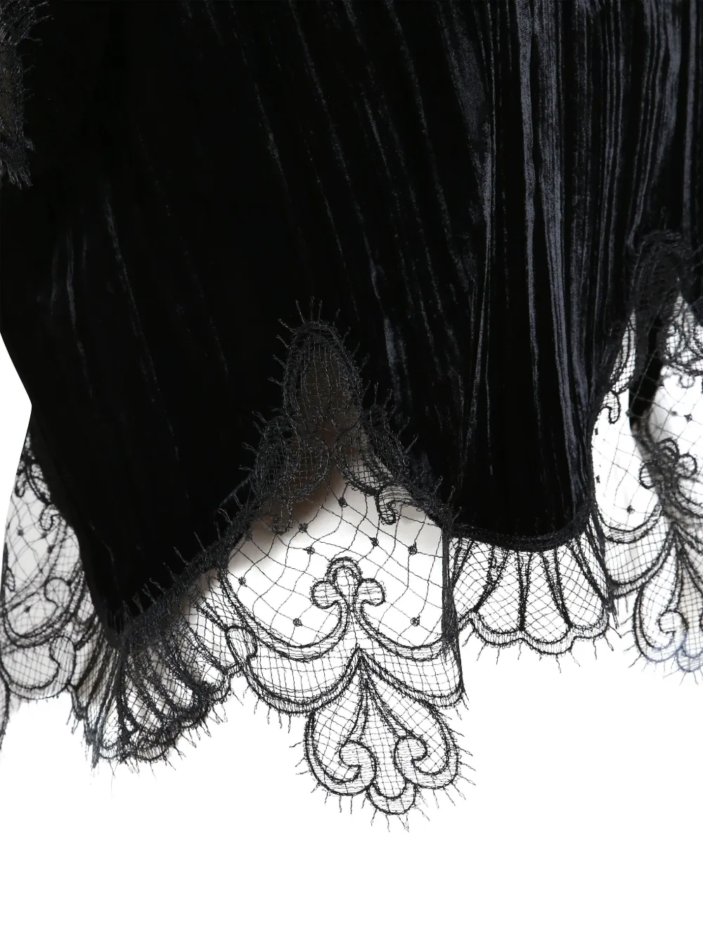 Costarellos Zaira fluwelen top met kanten detail Zwart