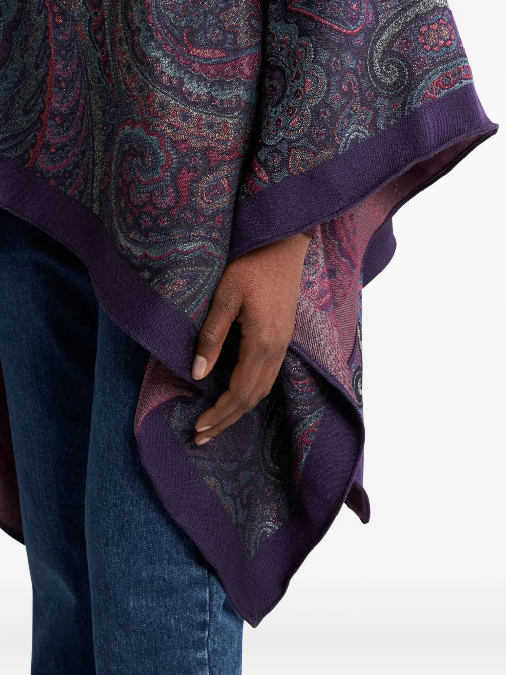 ETRO Cape met paisley-print en open voorkant Blauw