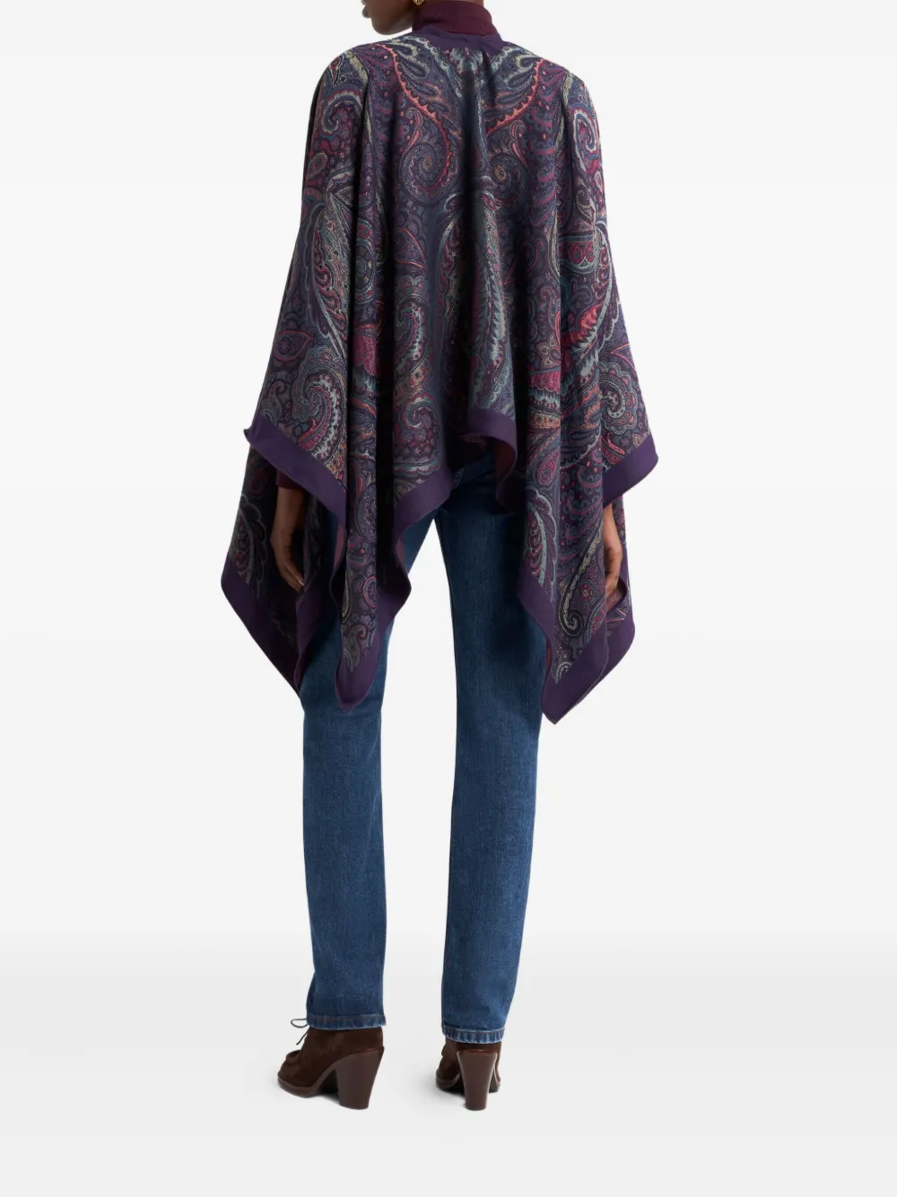 ETRO Cape met paisley-print en open voorkant Blauw