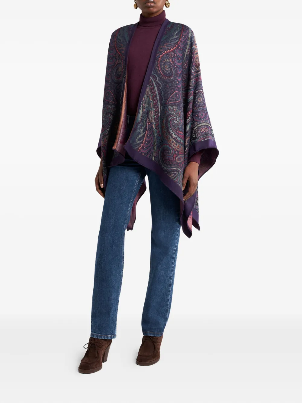 ETRO Cape met paisley-print en open voorkant Blauw