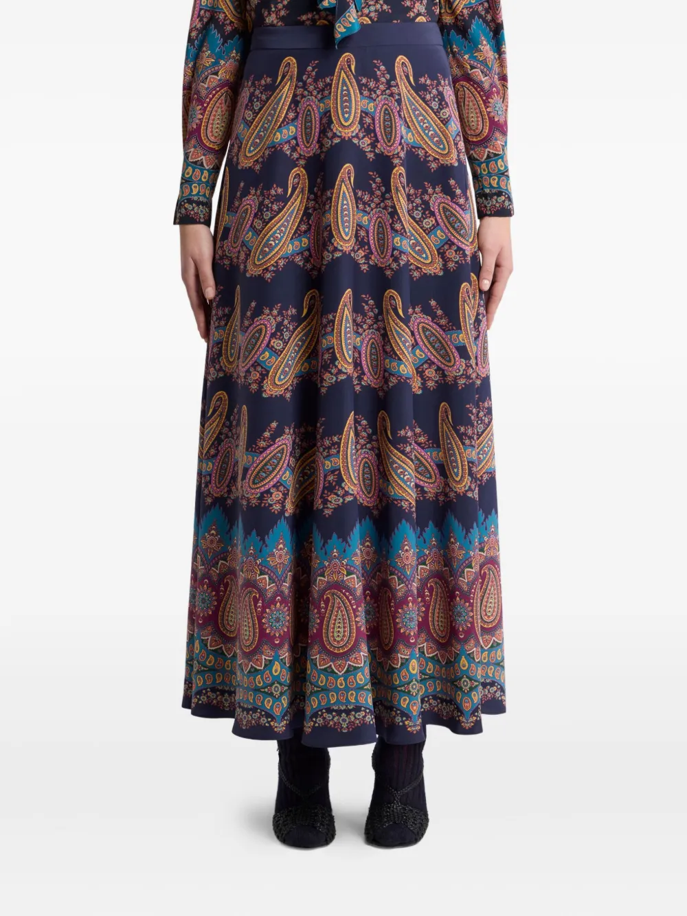 ETRO Maxi-rok met paisley-print Blauw