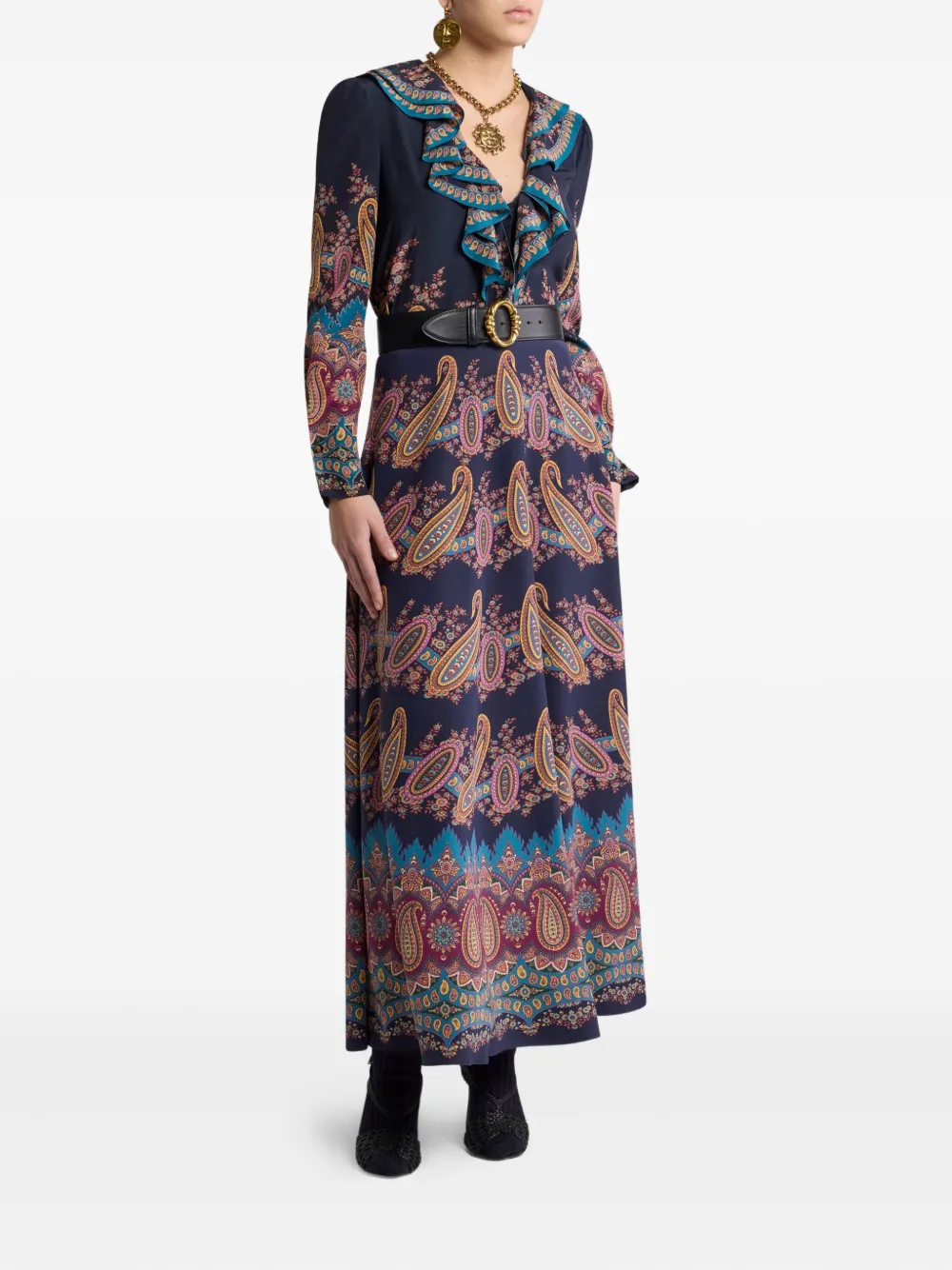 ETRO paisley-print maxi skirt - Blauw