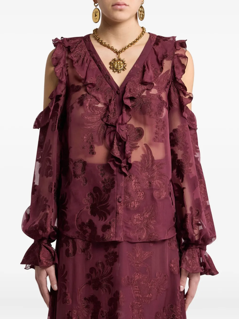 ETRO Fil Coupé chiffon blouse Rood