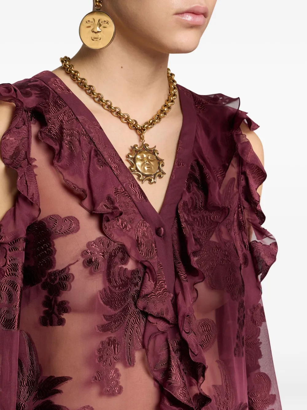 ETRO Fil Coupé chiffon blouse Rood