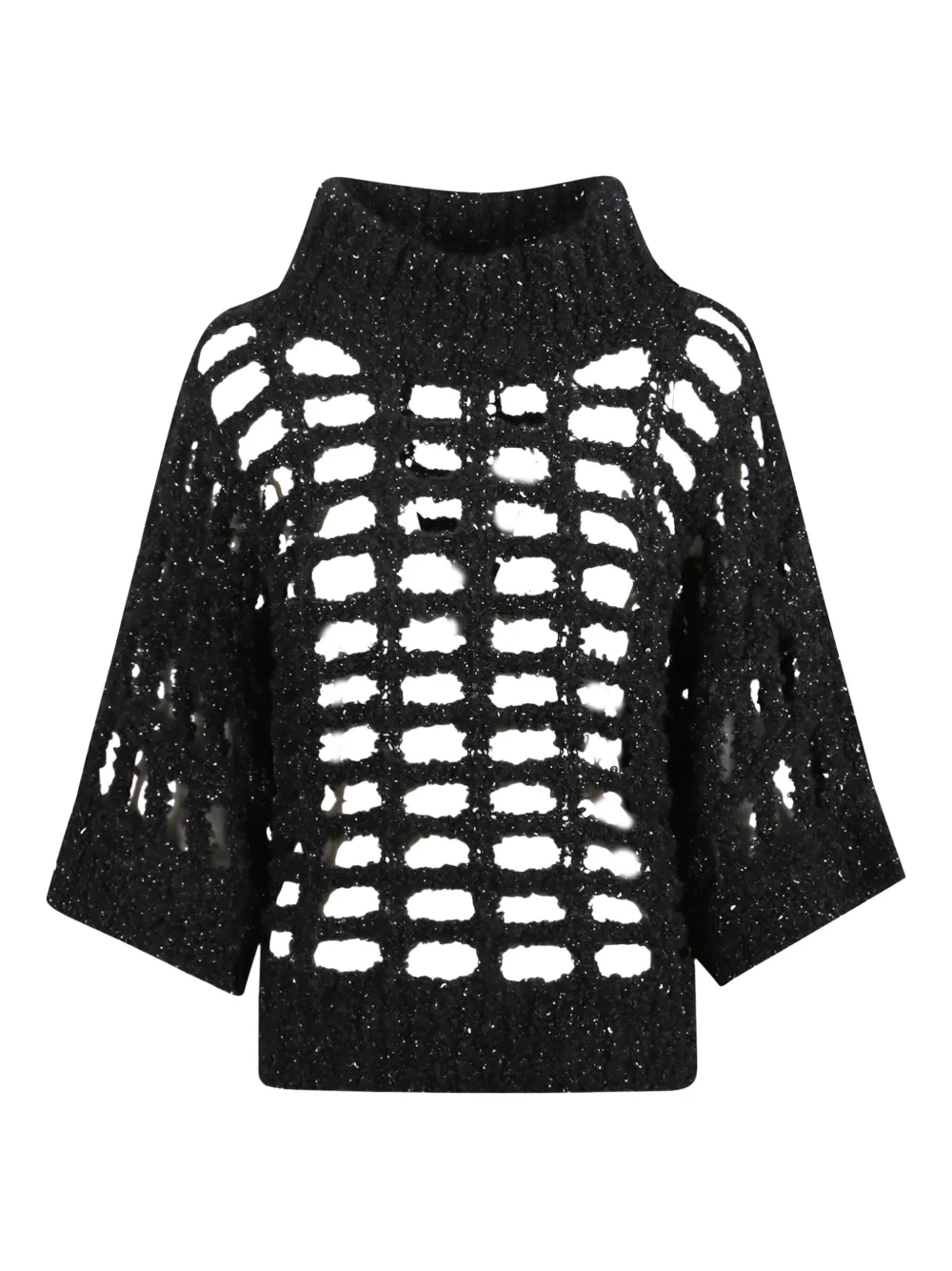 Peserico Openwork High-neck Sweater In Brown