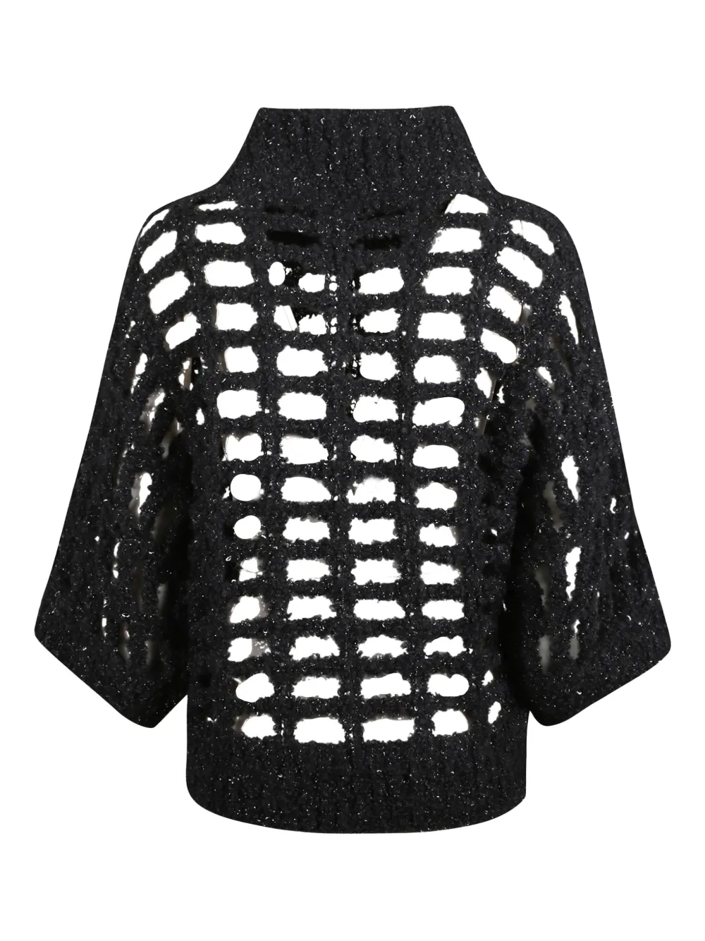 Peserico Openwork High-neck Sweater In Black
