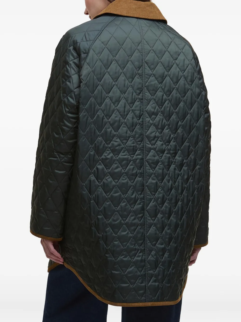 Barbour Quilted Corduroy-collar Coat In Green