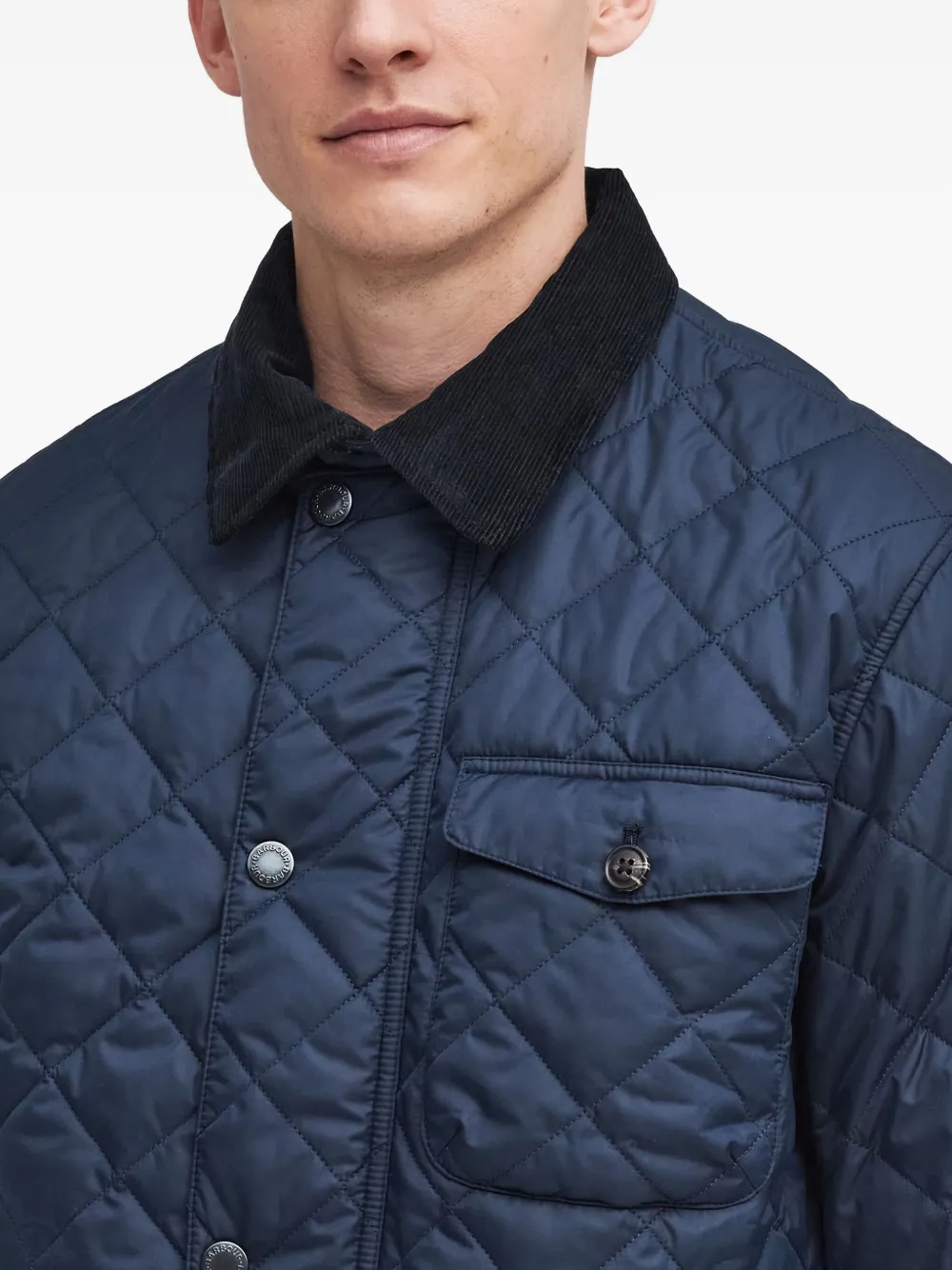 Barbour Gewatteerd jack met ribfluwelen kraag Blauw
