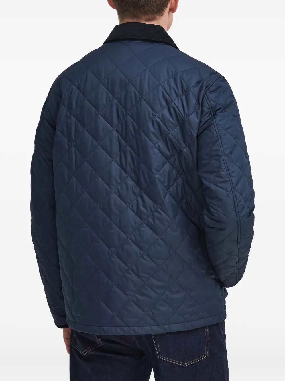 Barbour Gewatteerd jack met ribfluwelen kraag Blauw