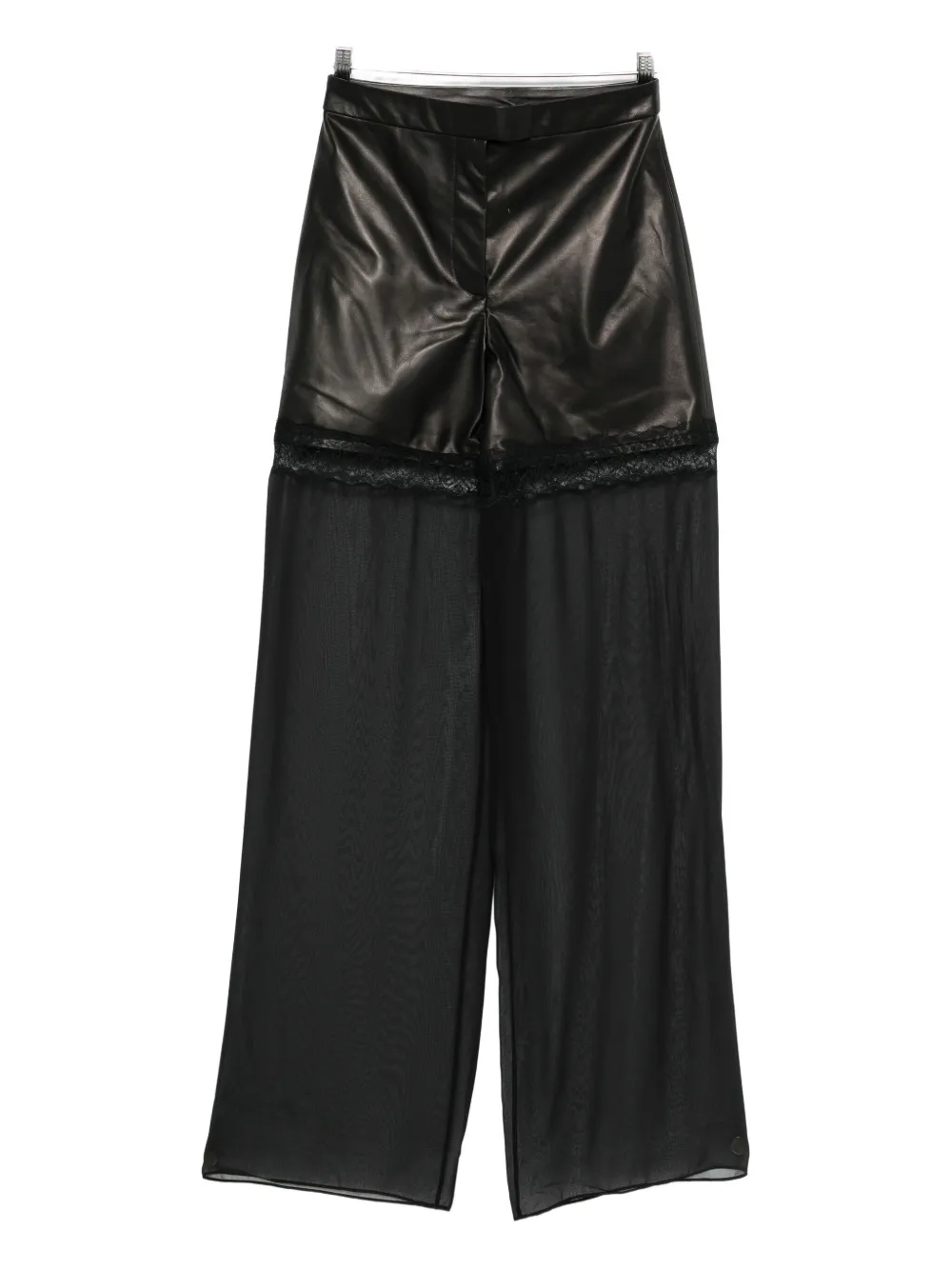Nensi Dojaka Leather Palazzo Trousers In Black